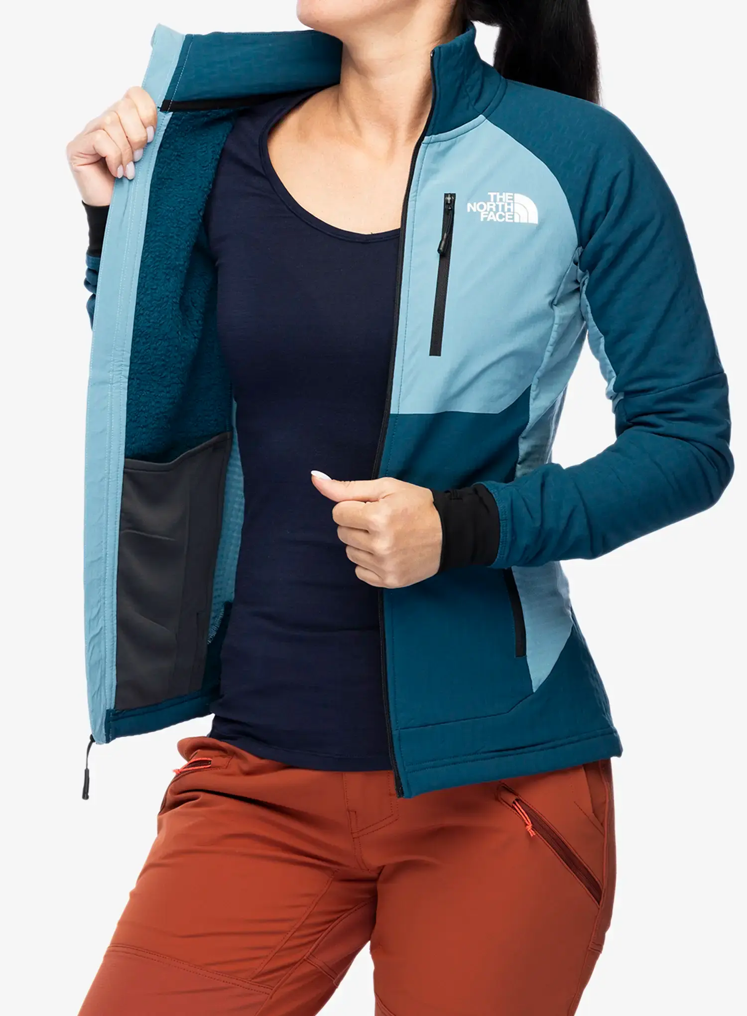 Ženska vetrovka The North Face Highball Fleece - midnight petrol/algae blue