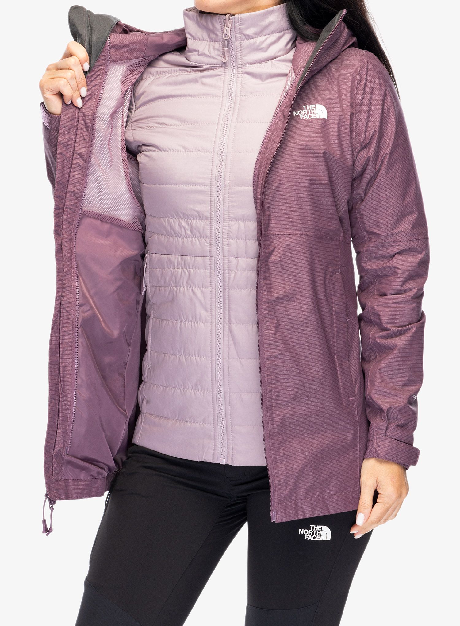 Ženska jakna 3v1 The North Face Hikesteller Triclimate - midnight mauve white heather