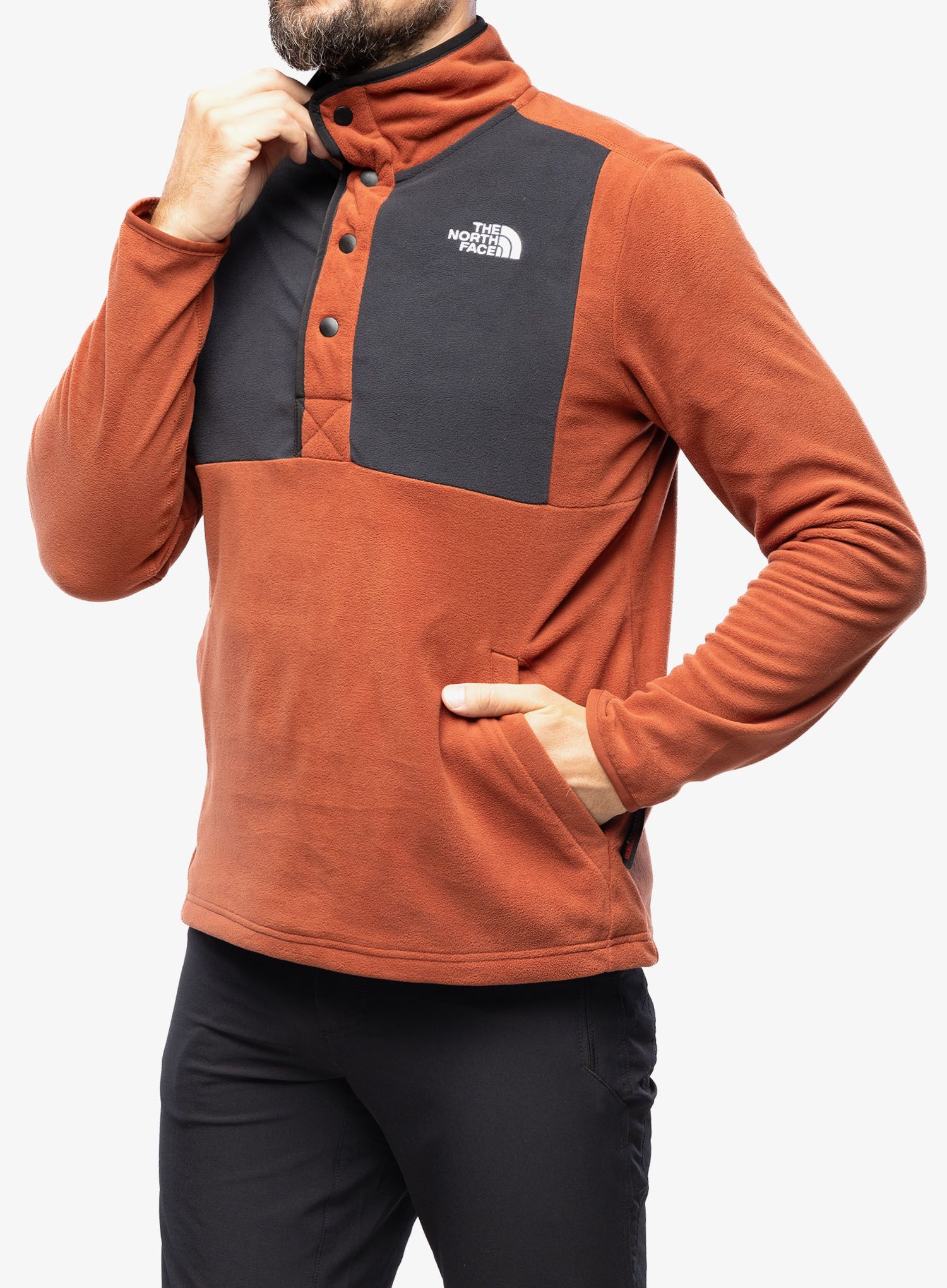 Flis The North Face Homesafe Snap Neck Fleece Pullover - brown/black