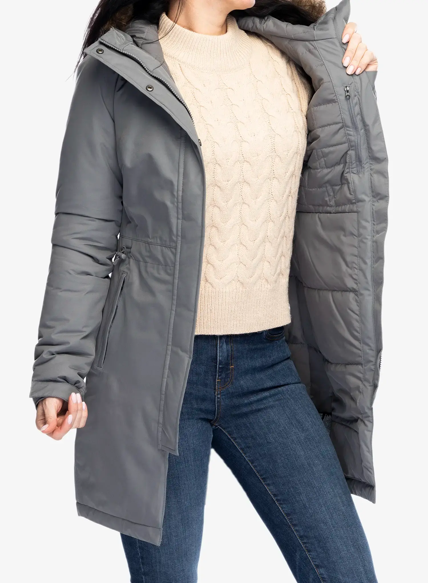 Ženska sintetična jakna The North Face Recycled Zaneck Parka - smoked pearl