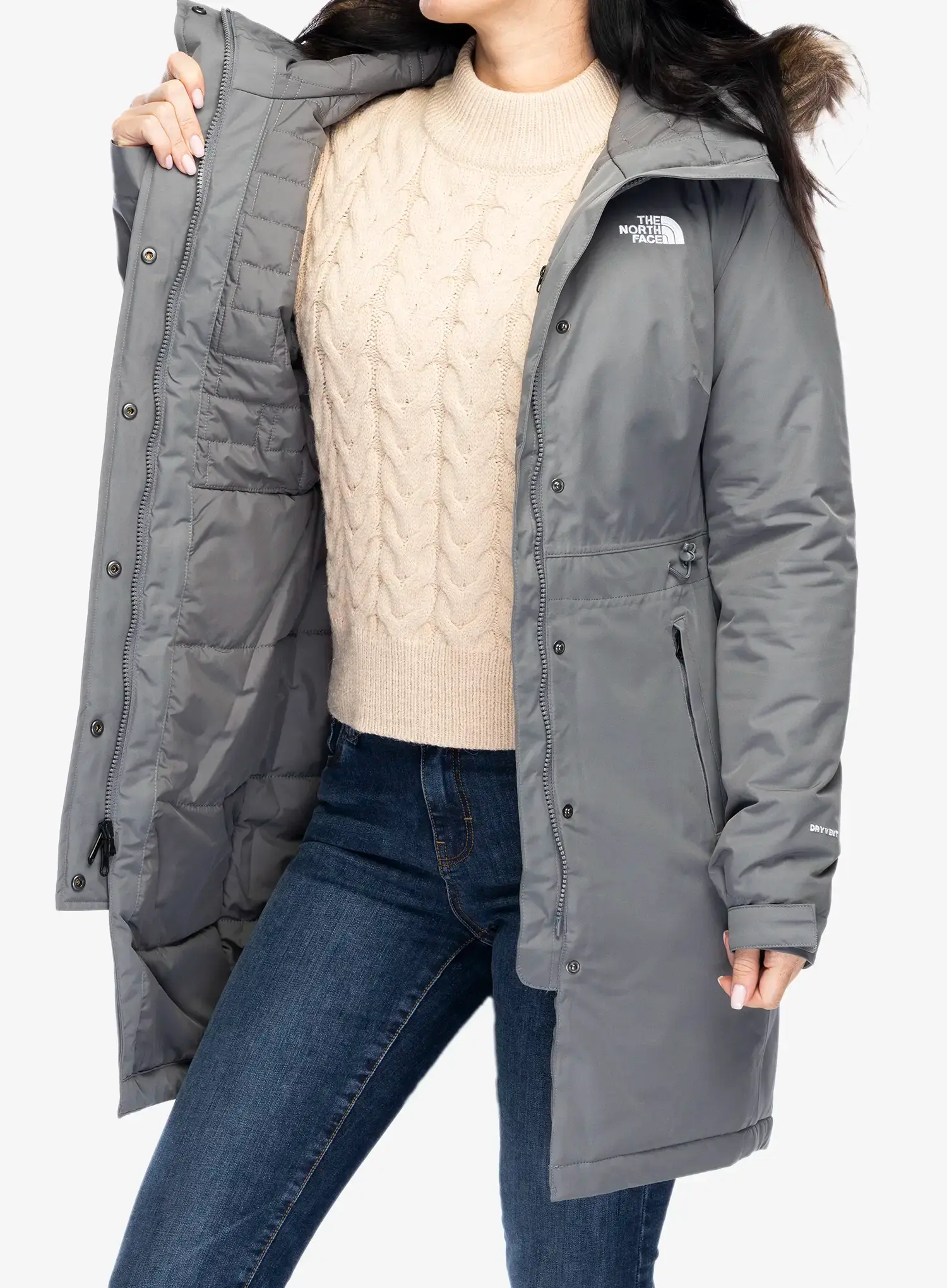 Ženska sintetična jakna The North Face Recycled Zaneck Parka - smoked pearl