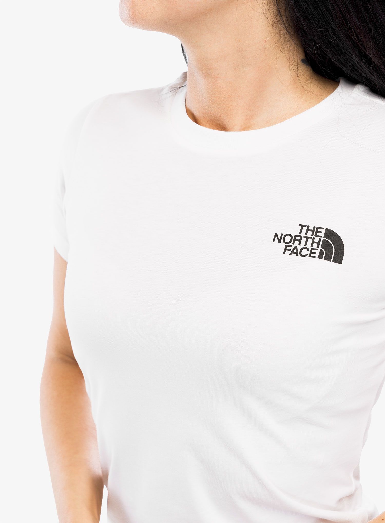 Ženska bombažna majica The North Face S/S Box NSE Slim Tee - tnf white
