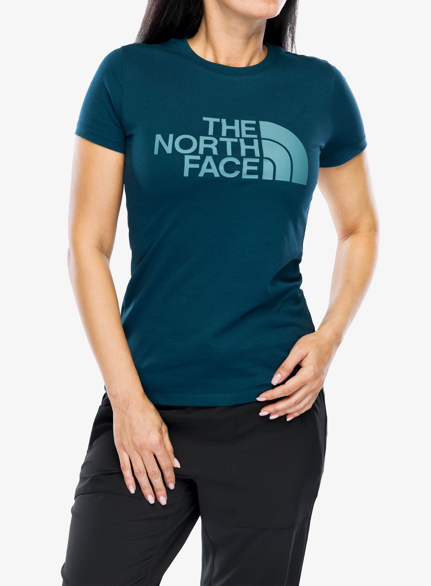 Ženska bombažna majica The North Face S/S Easy Tee - midnight petrol/algae blue