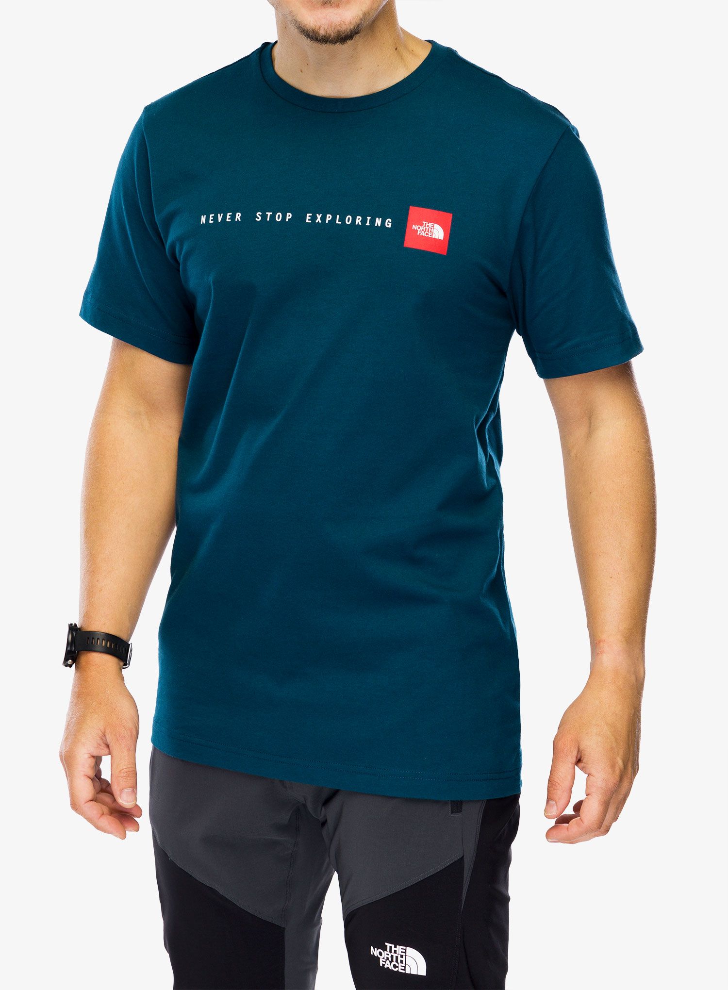 Bombažna majica The North Face S/S Never Stop Exploring Tee - midnight petrol