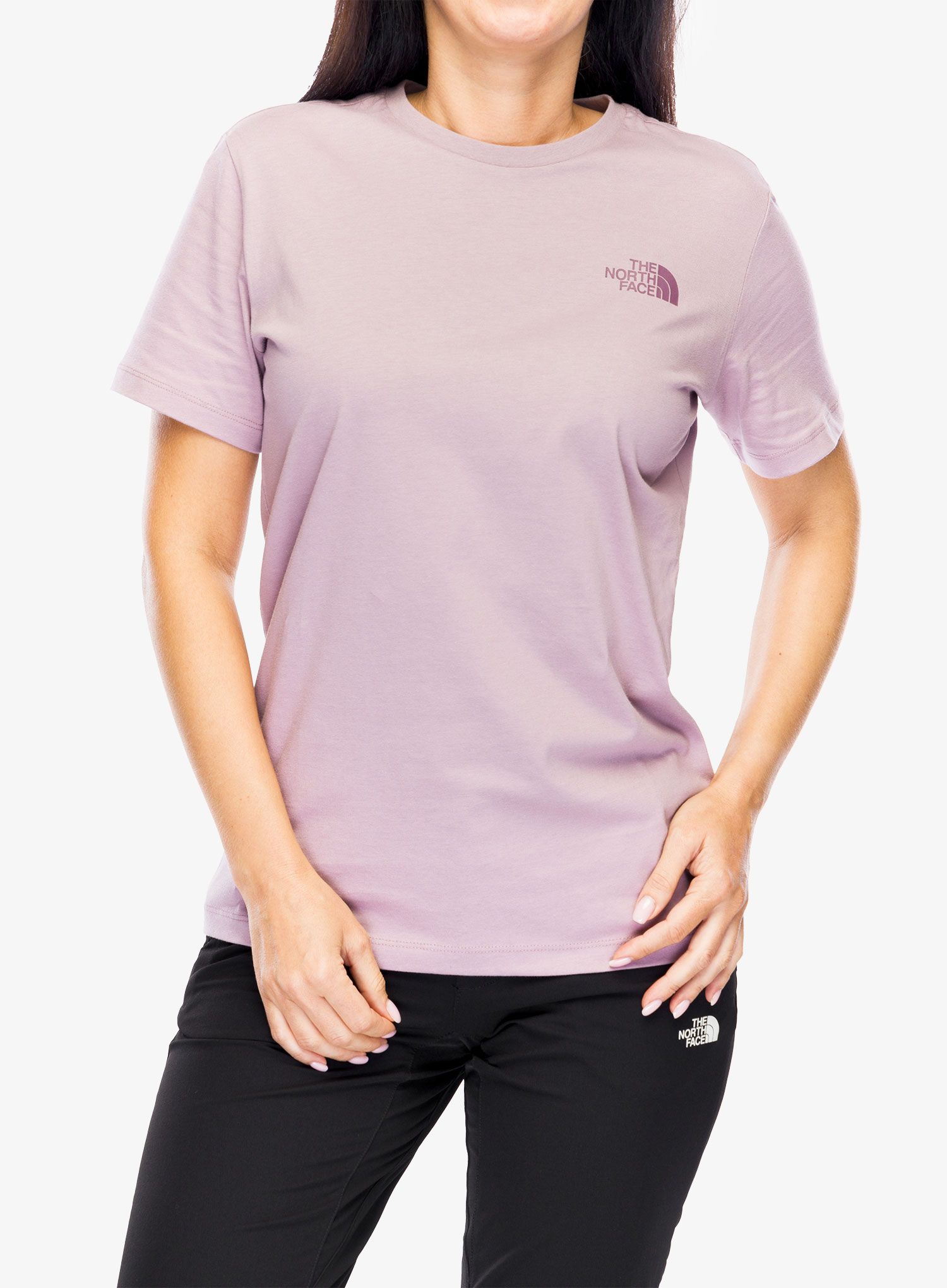 Ženska bombažna majica The North Face S/S Redbox Relaxed Tee - purple chalk/midnight muave