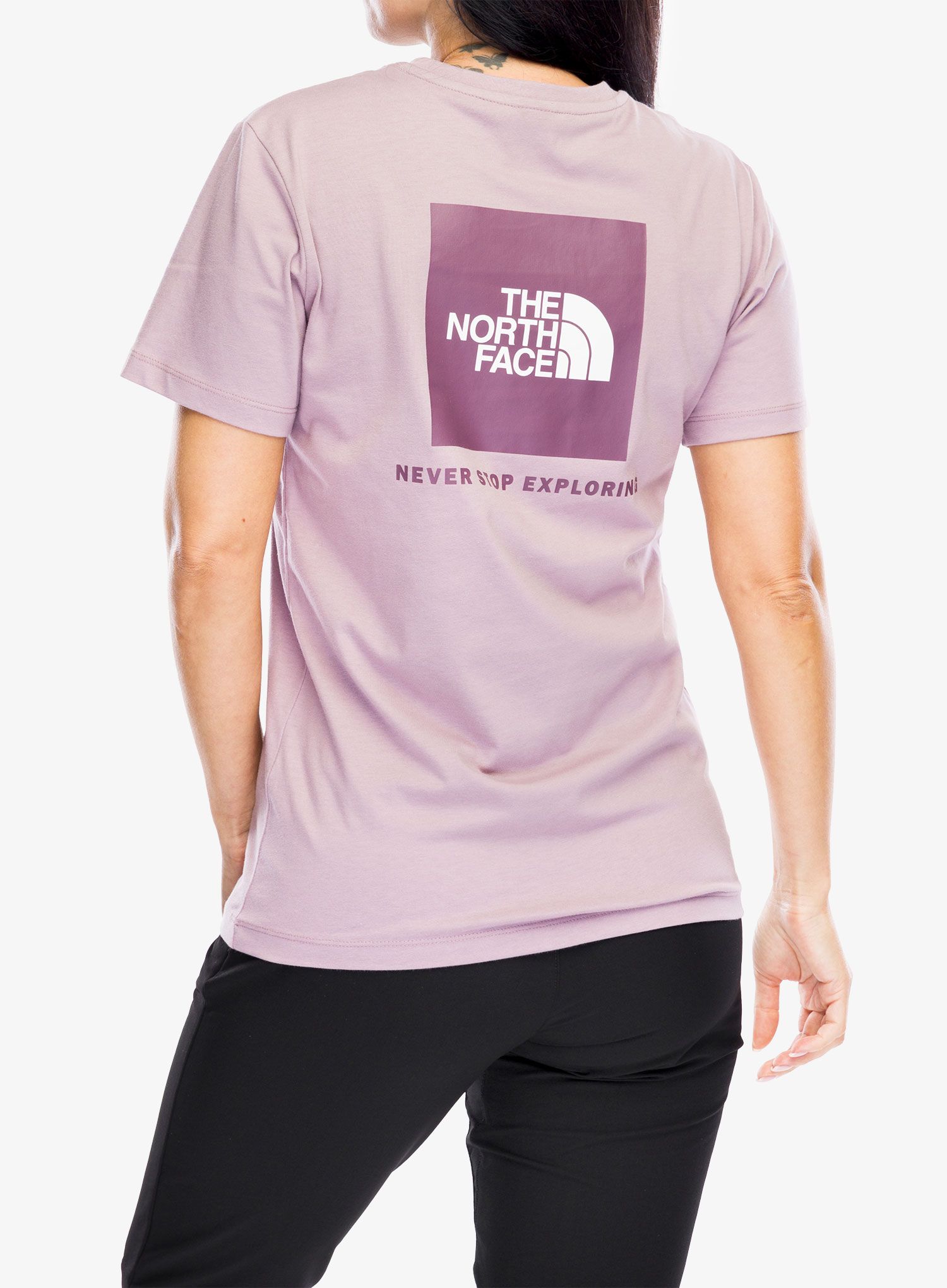 Ženska bombažna majica The North Face S/S Redbox Relaxed Tee - purple chalk/midnight muave