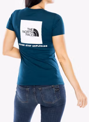 Ženska bombažna majica The North Face S/S Redbox Tee - midnight petrol