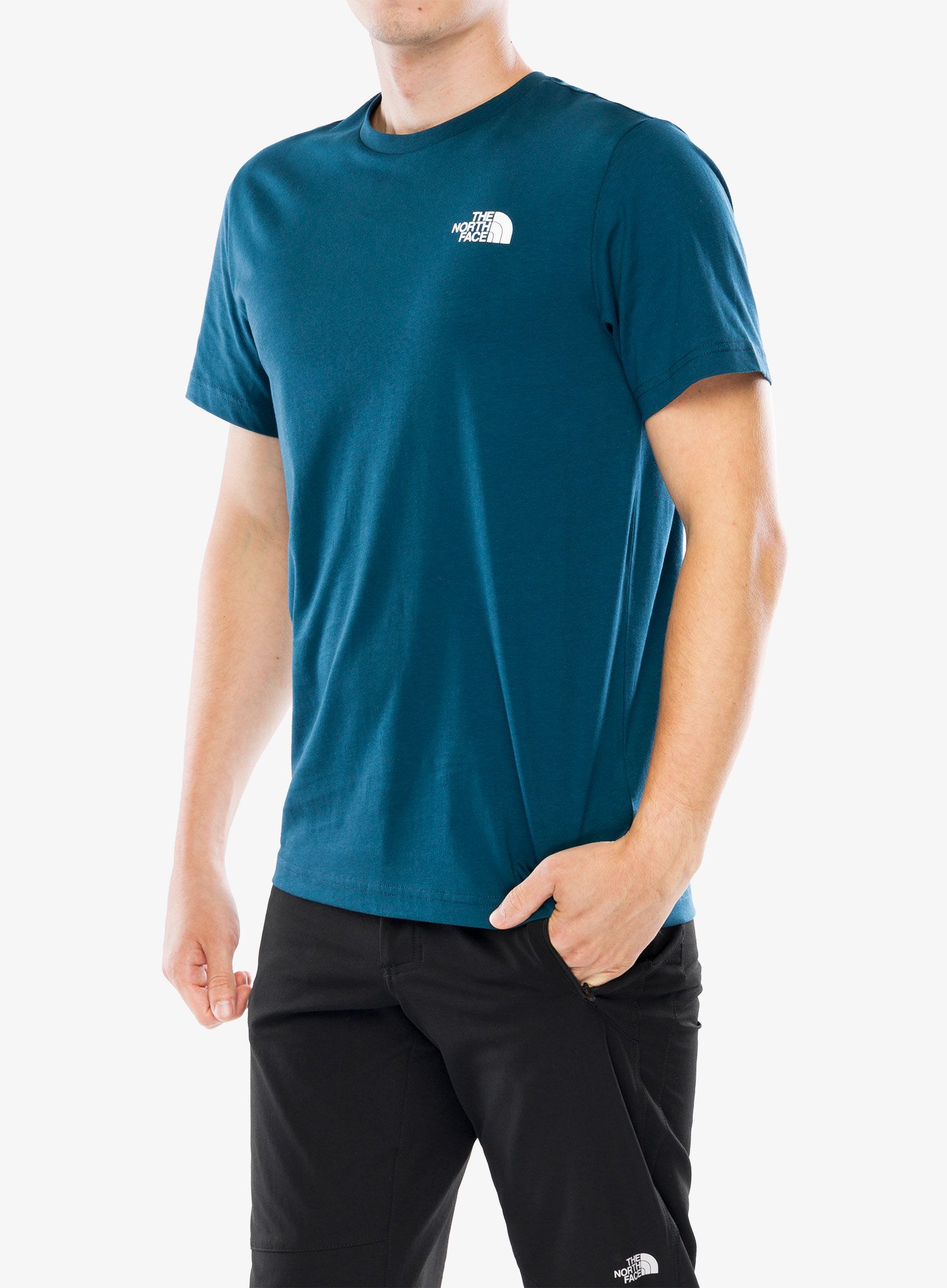 Bombažna majica The North Face S/S Redbox Tee - midnight petrol/tnf red