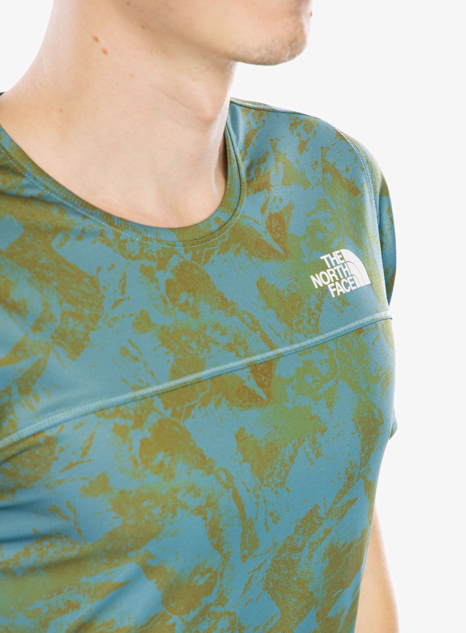 Tekaška majica The North Face Sunriser S/S - algae blue mountain trail