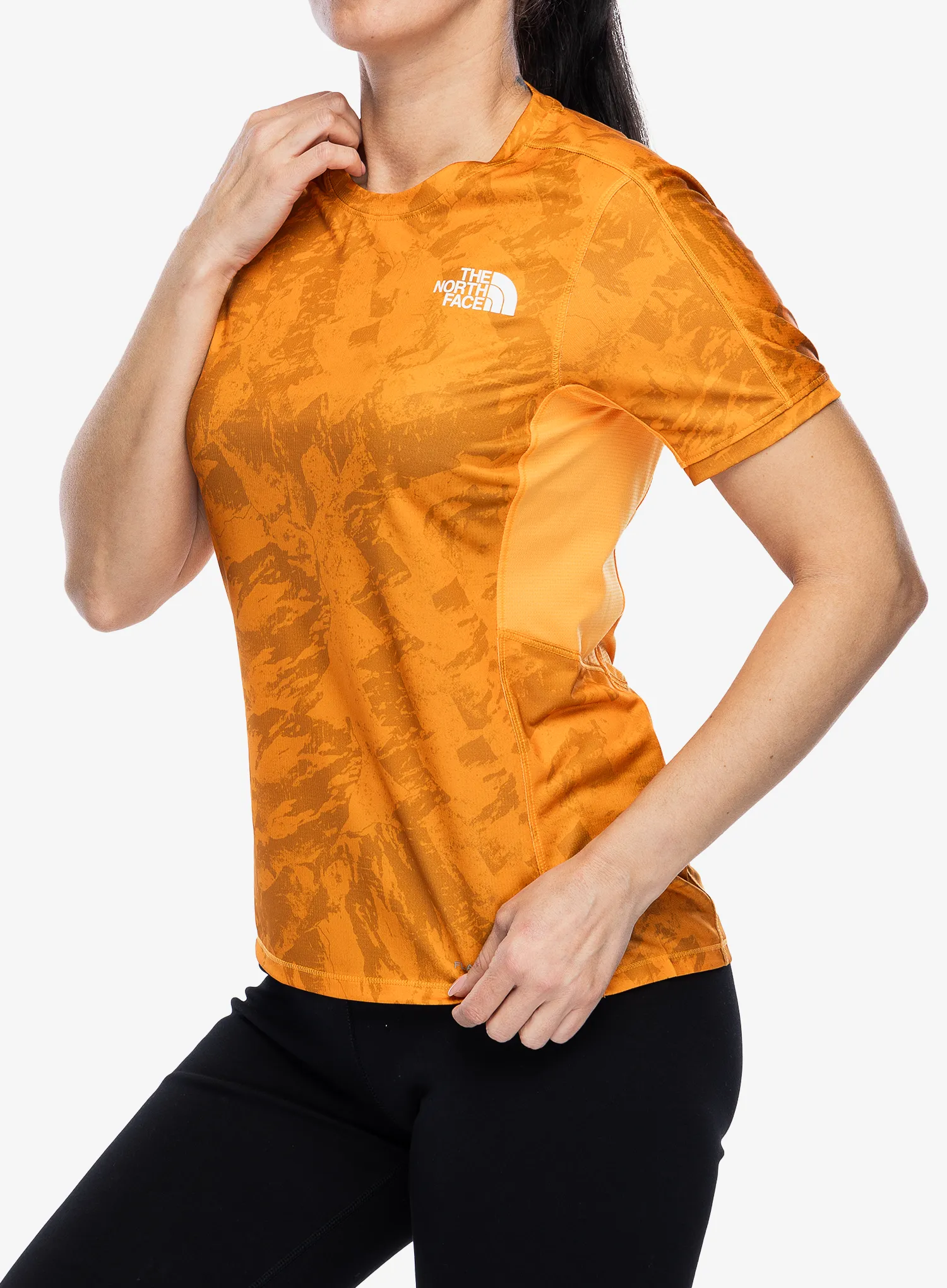 Ženska tekaška majica The North Face Sunriser S/S - apricot glaze mountain