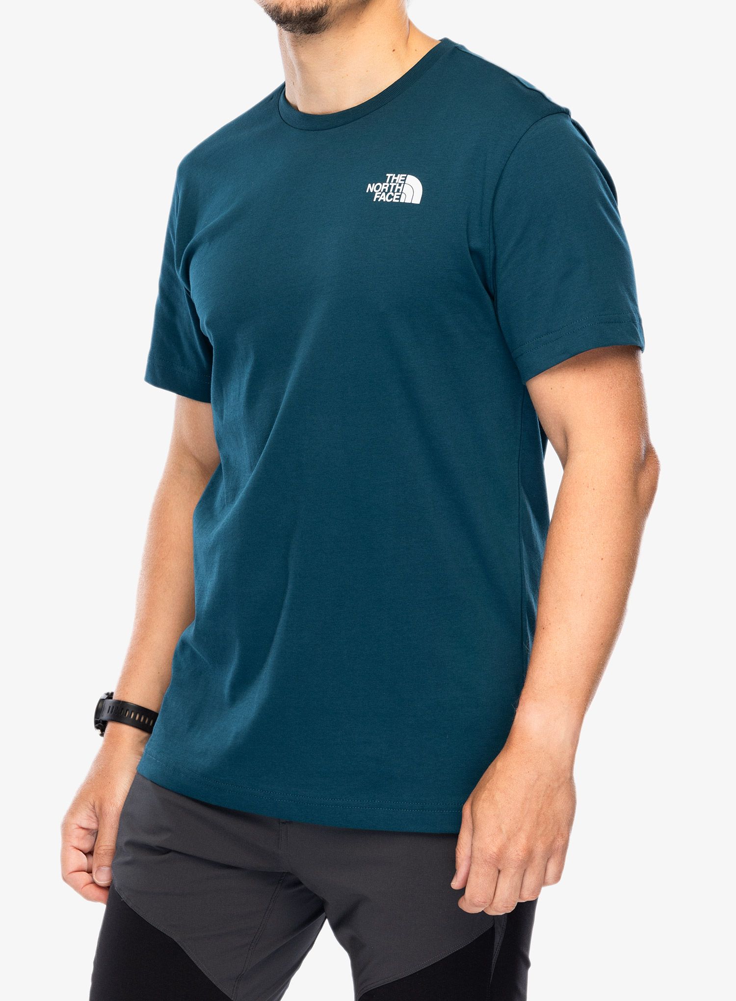 Bombažna majica The North Face Vertical SS Tee - midnight petrol