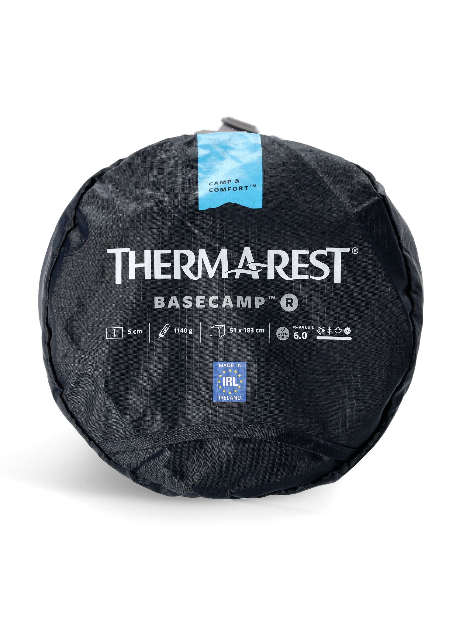 Samonapihljiva blazina Therm a Rest Base Camp Regular - poseidon blue