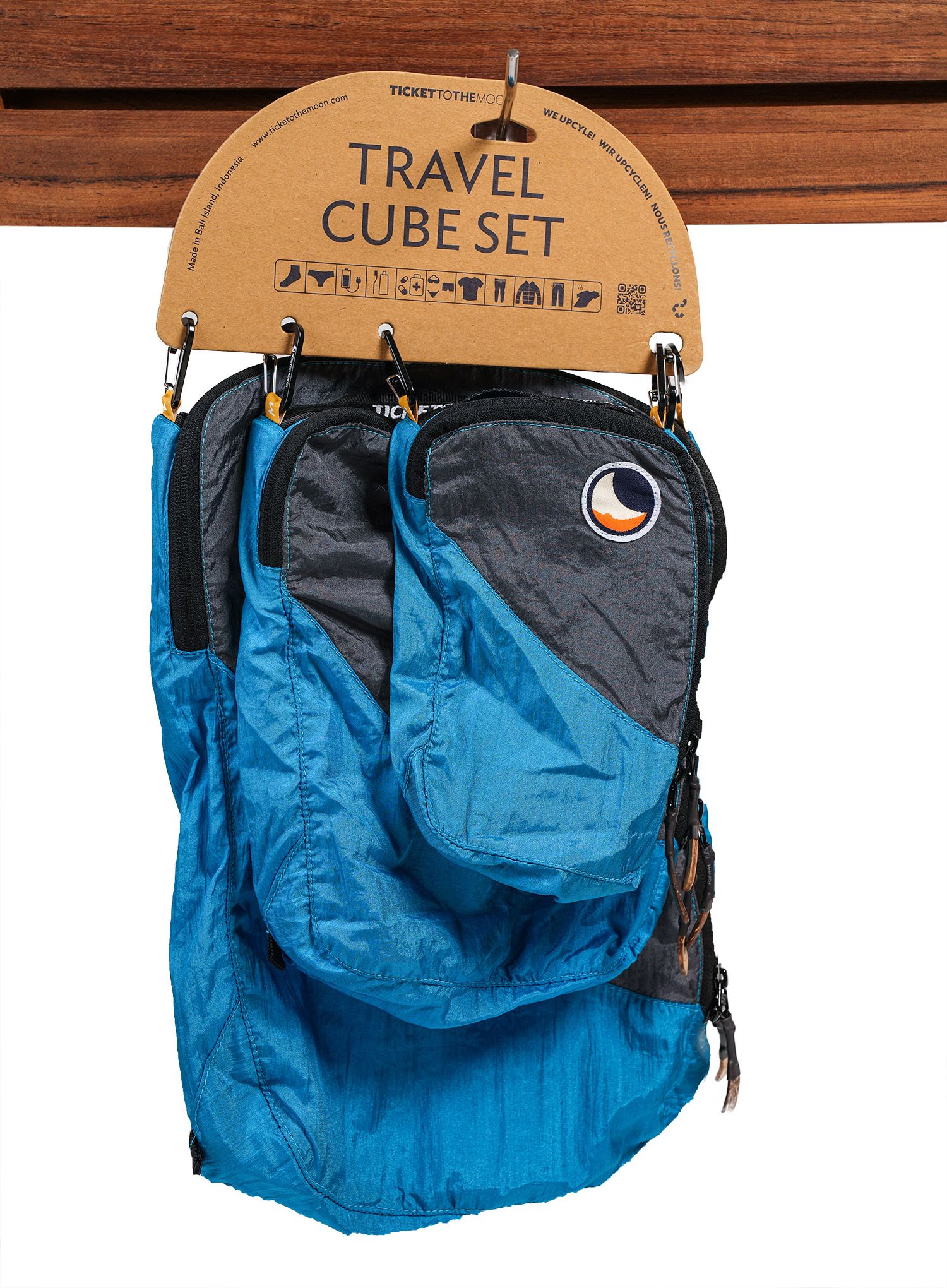 Komplet organizatorjev Ticket To The Moon Travel Cube Set - aqua/dark grey