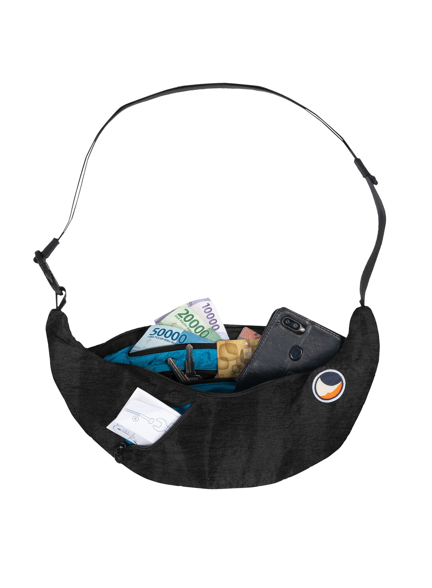 Torba Ticket To The Moon Upcycled Sling Bag - black