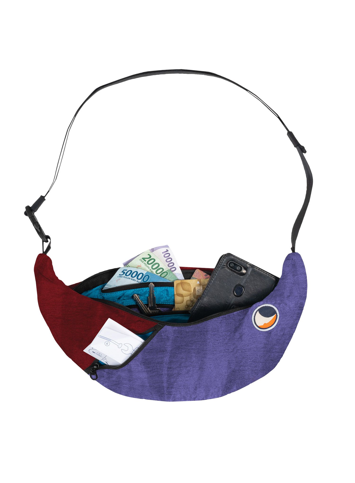 Torba Ticket To The Moon Upcycled Sling Bag - purple/burgundy