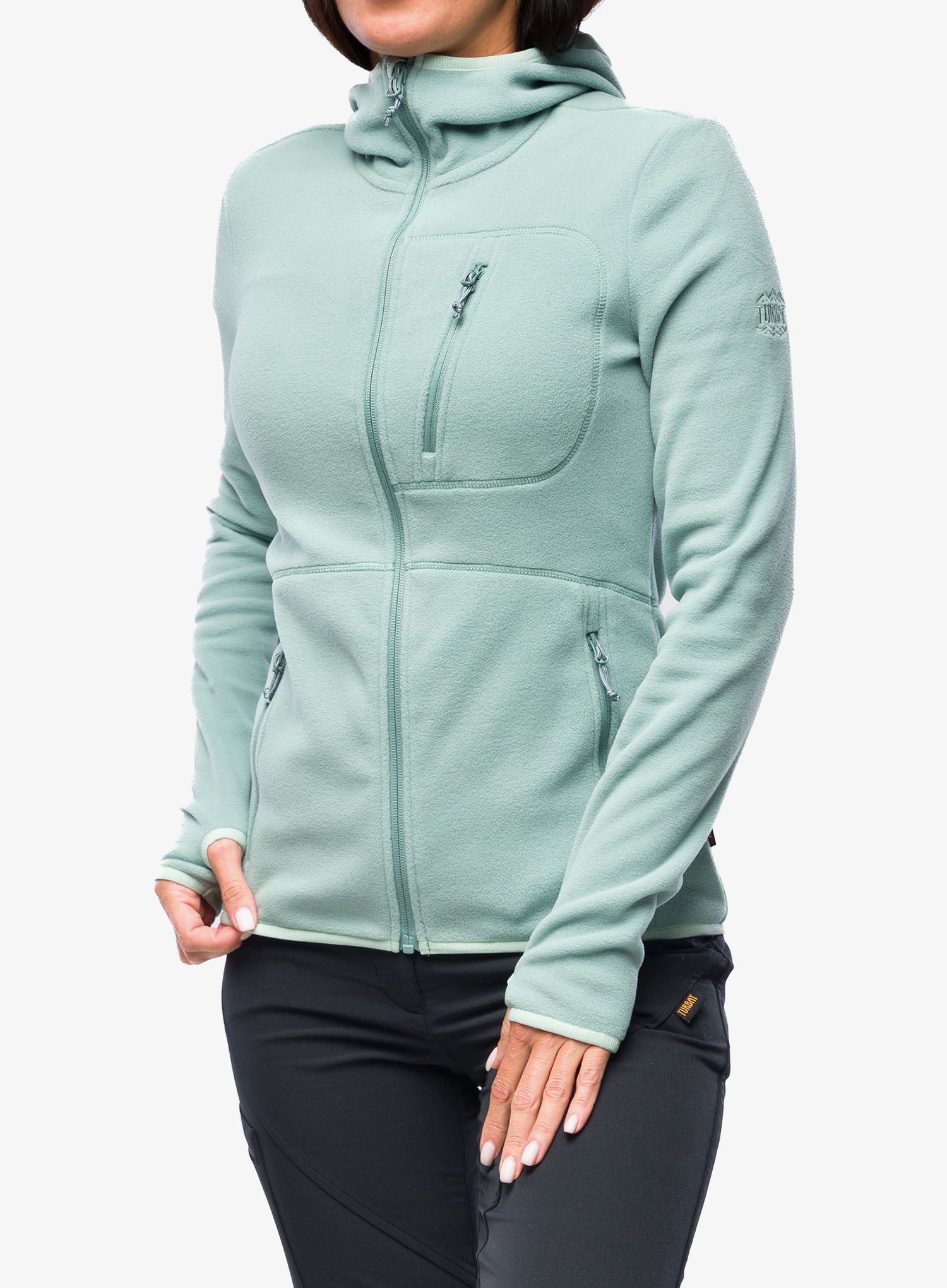 Ženska jopa s kapuco Turbat Summit Fleece - iceberg green