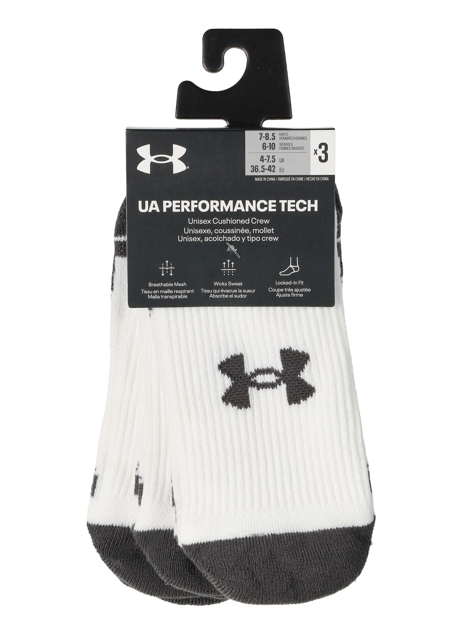Nogavice Under Armour UA Performance Tech 3-Pack Crew - white/white/jet gray