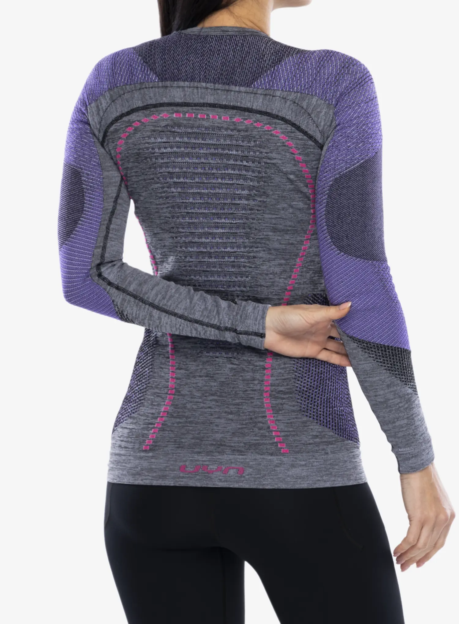 Termo flis jopa UYN Ambityon UW Shirt LS Melange - black melange/purple/raspberry