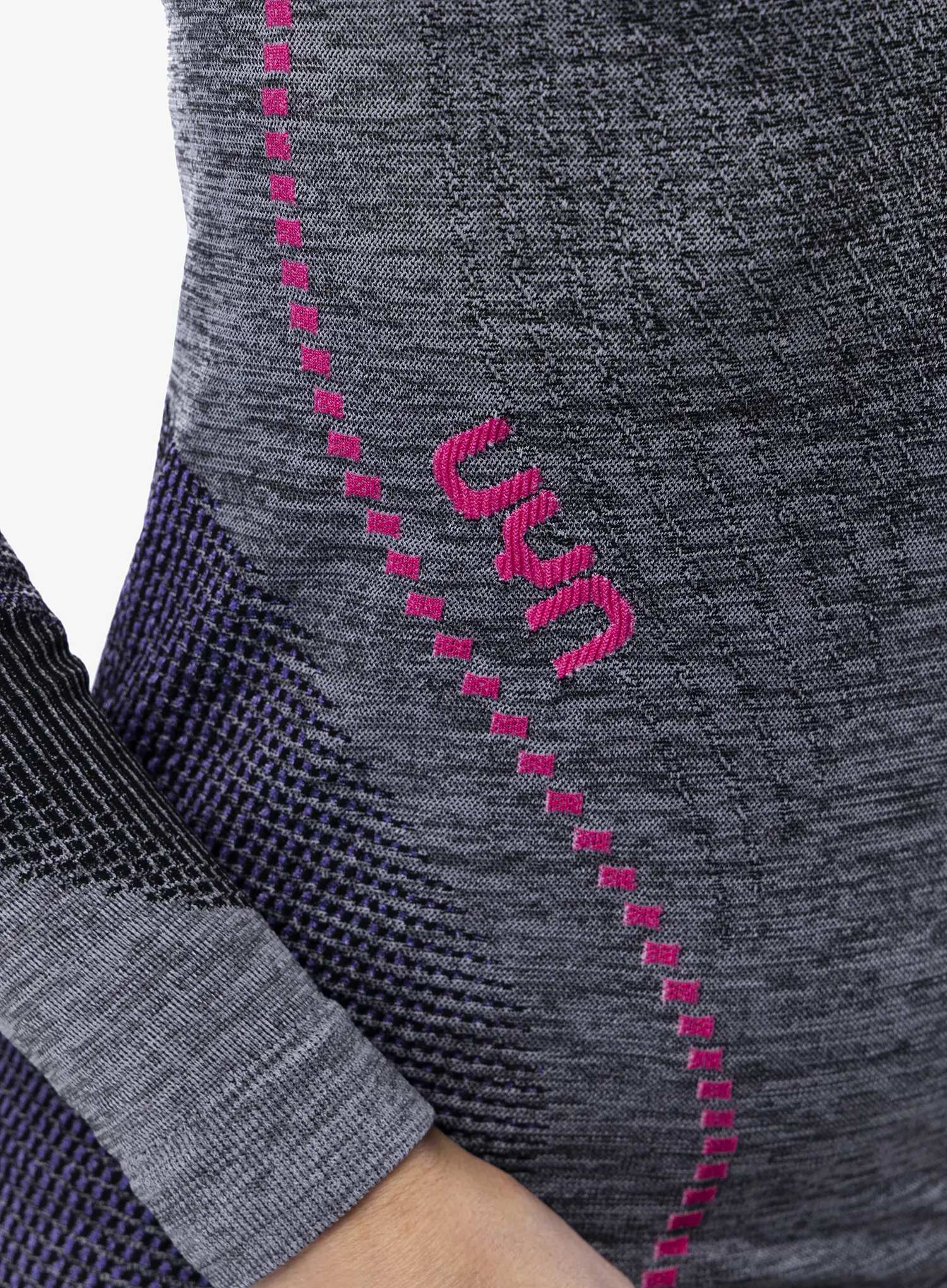 Termo flis jopa UYN Ambityon UW Shirt LS Melange - black melange/purple/raspberry