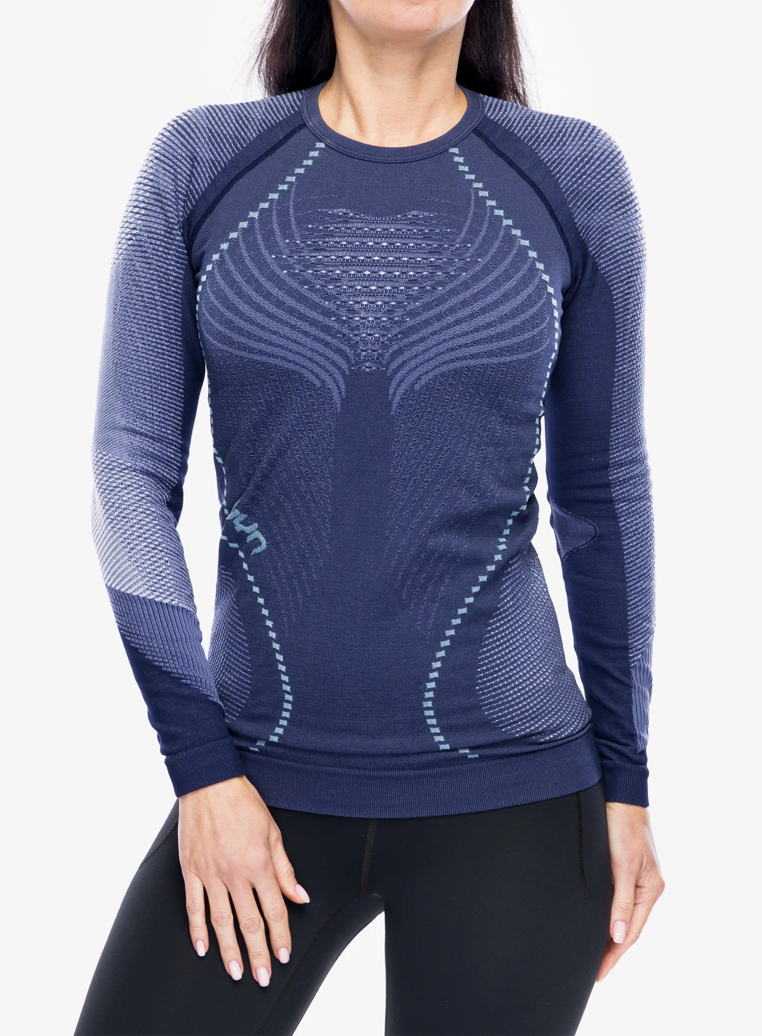 Termo flis jopa UYN Ambityon UW Shirt LS - deep blue/white/light blue