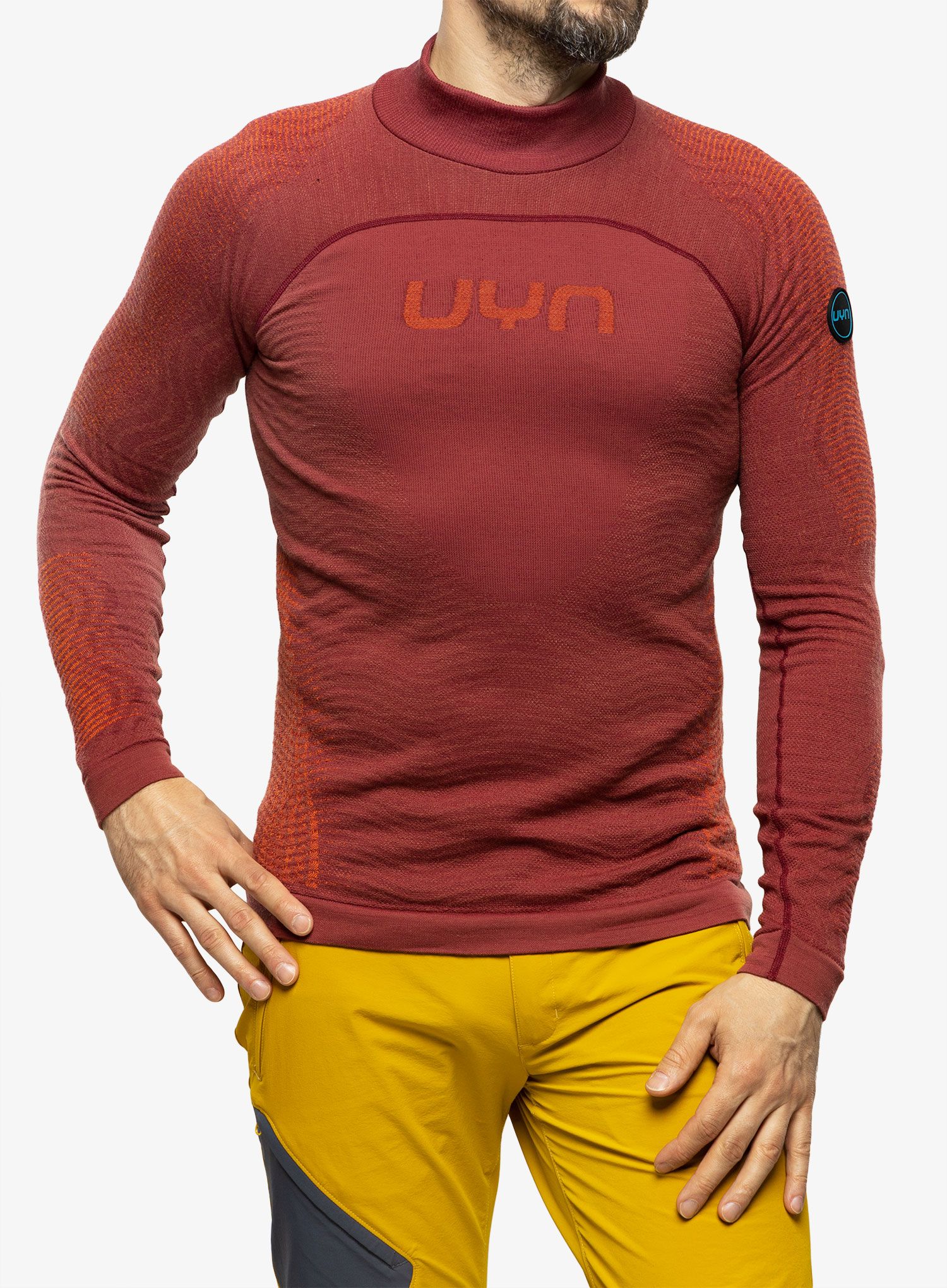 Termo flis jopa UYN Man Nival 2nd Layer OW Shirt Long SL - sofisticated red/orange shiny