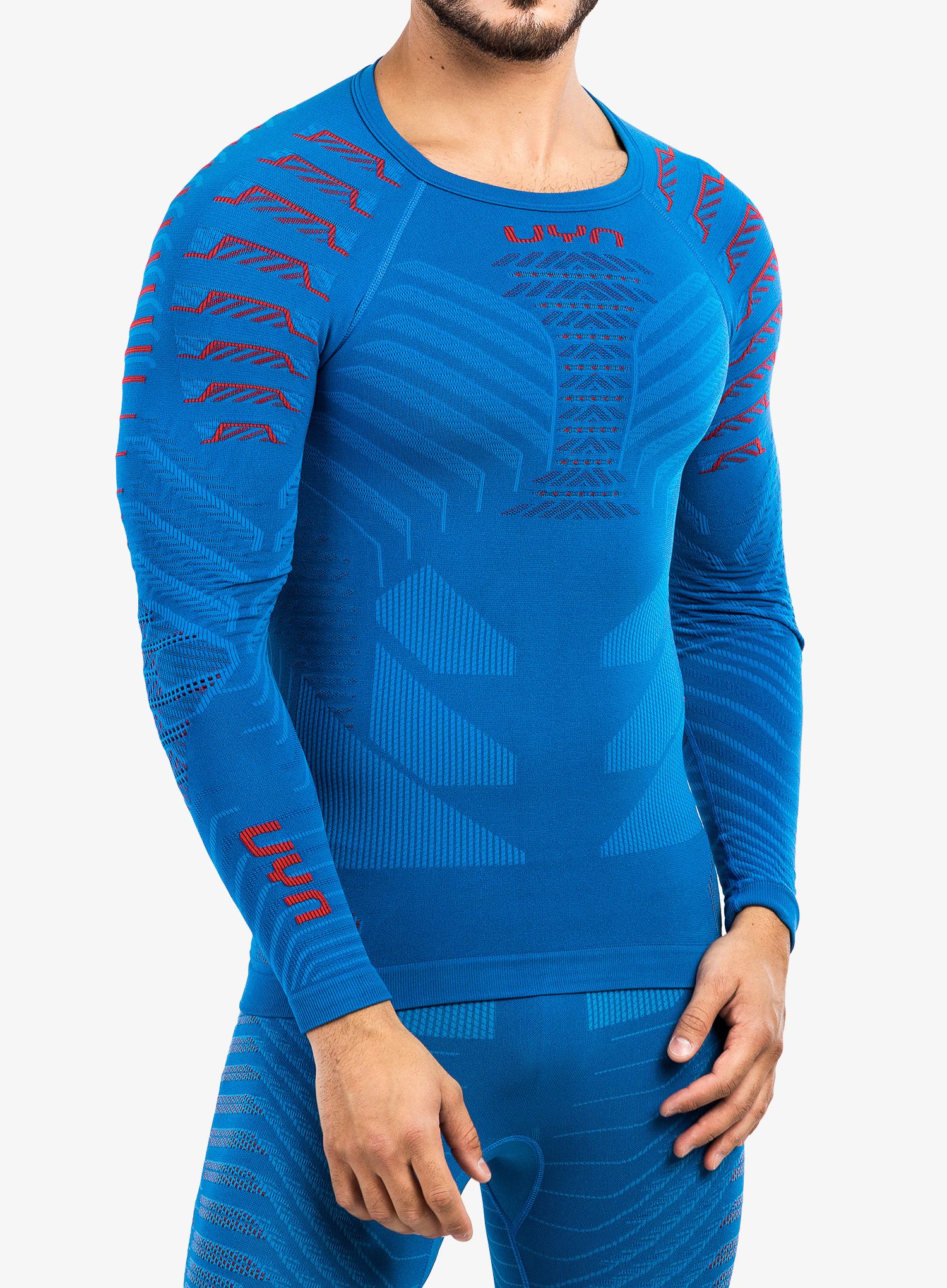 Termo flis jopa UYN Man Resilyon UW Shirt LG SL Round Neck - blue/red
