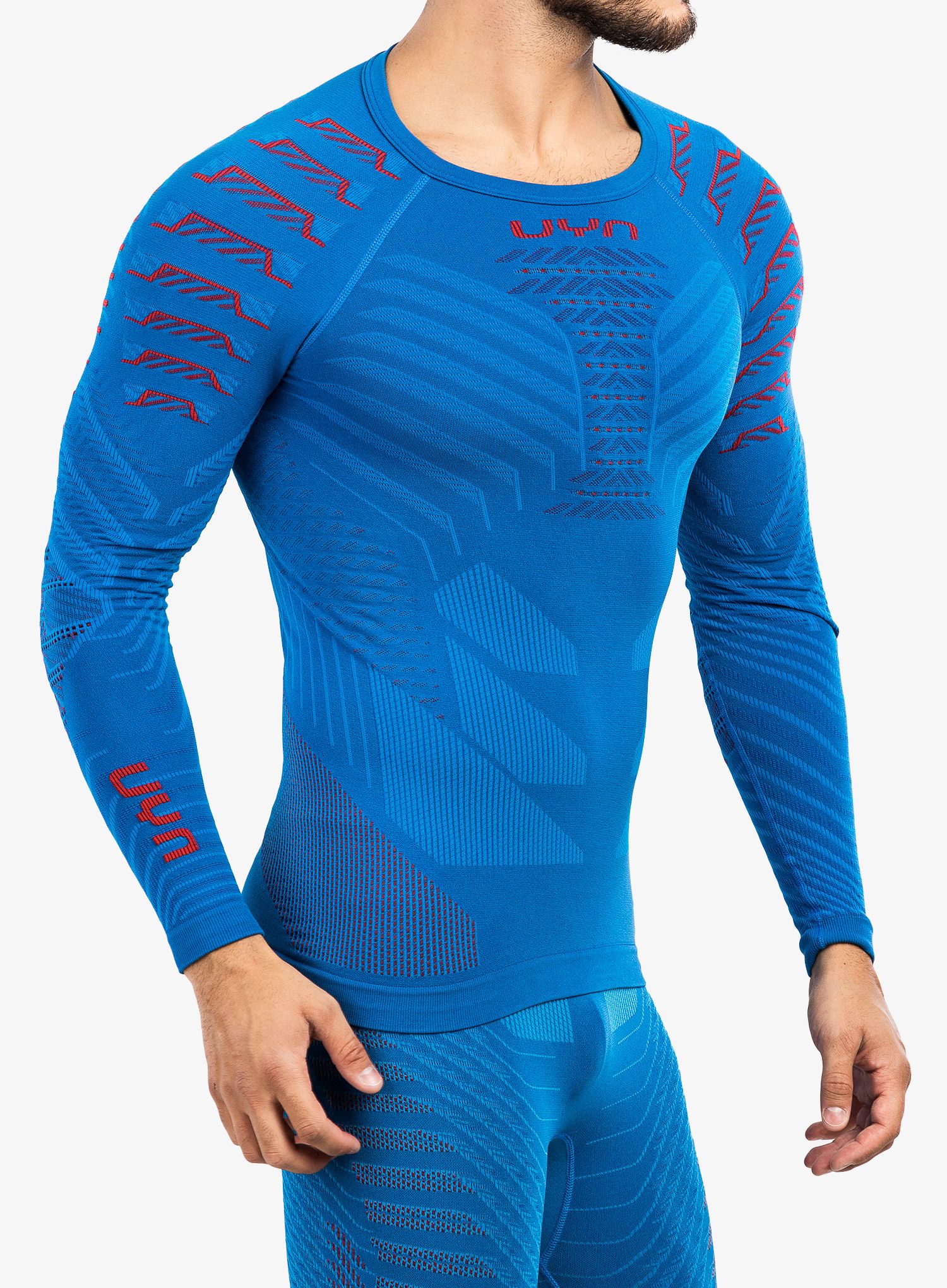 Termo flis jopa UYN Man Resilyon UW Shirt LG SL Round Neck - blue/red