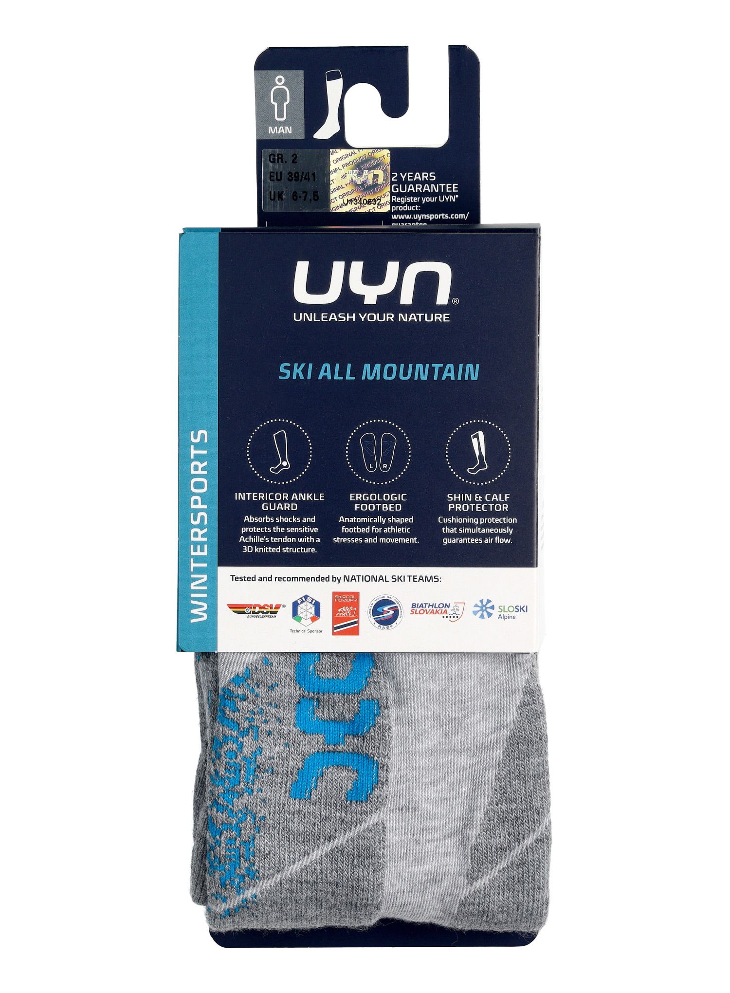 Smučarske nogavice UYN Ski All Mountain Man - light grey melange/azure