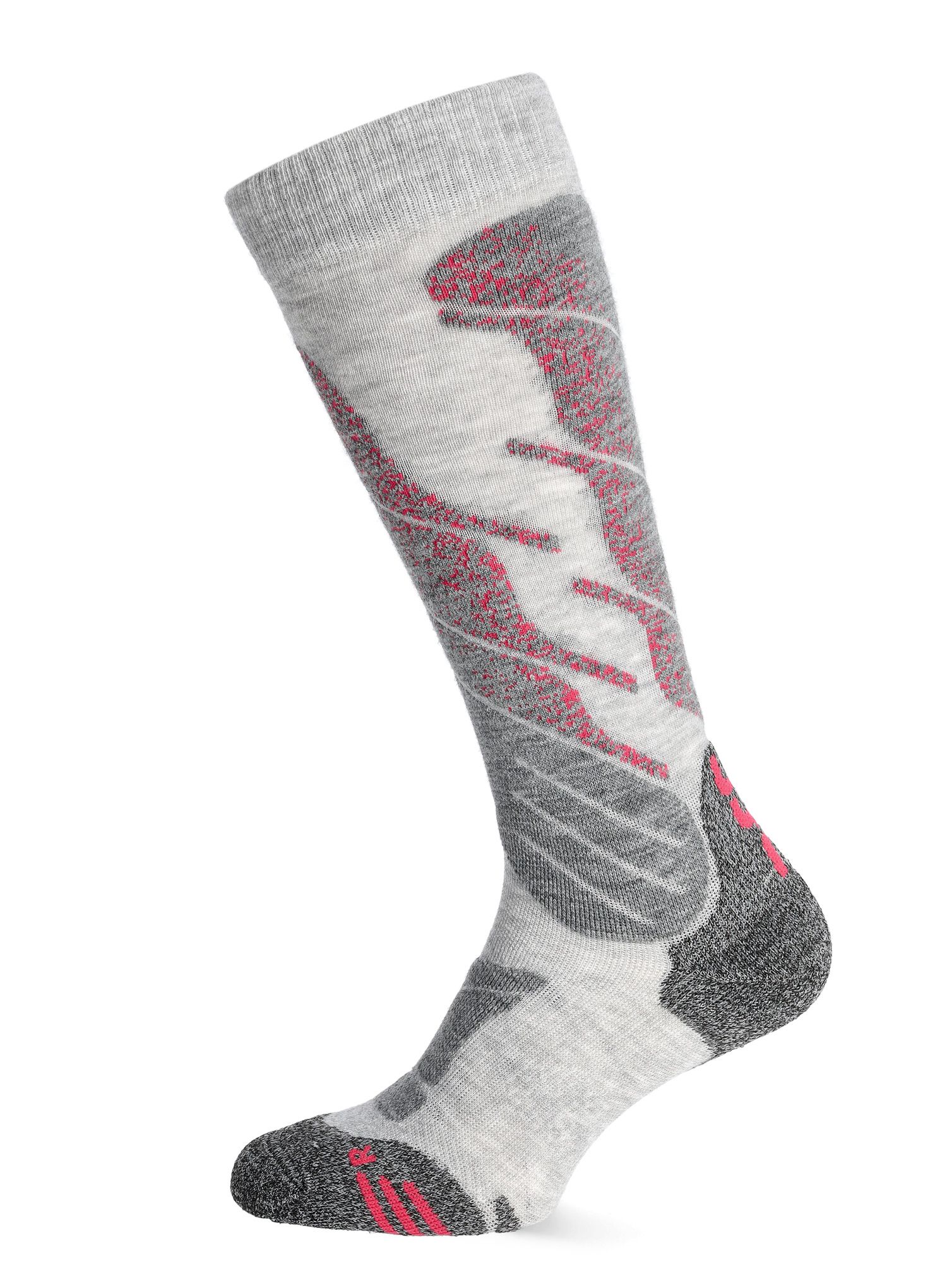 Ženske smučarske nogavice UYN Ski All Mountain - light grey melange/coral