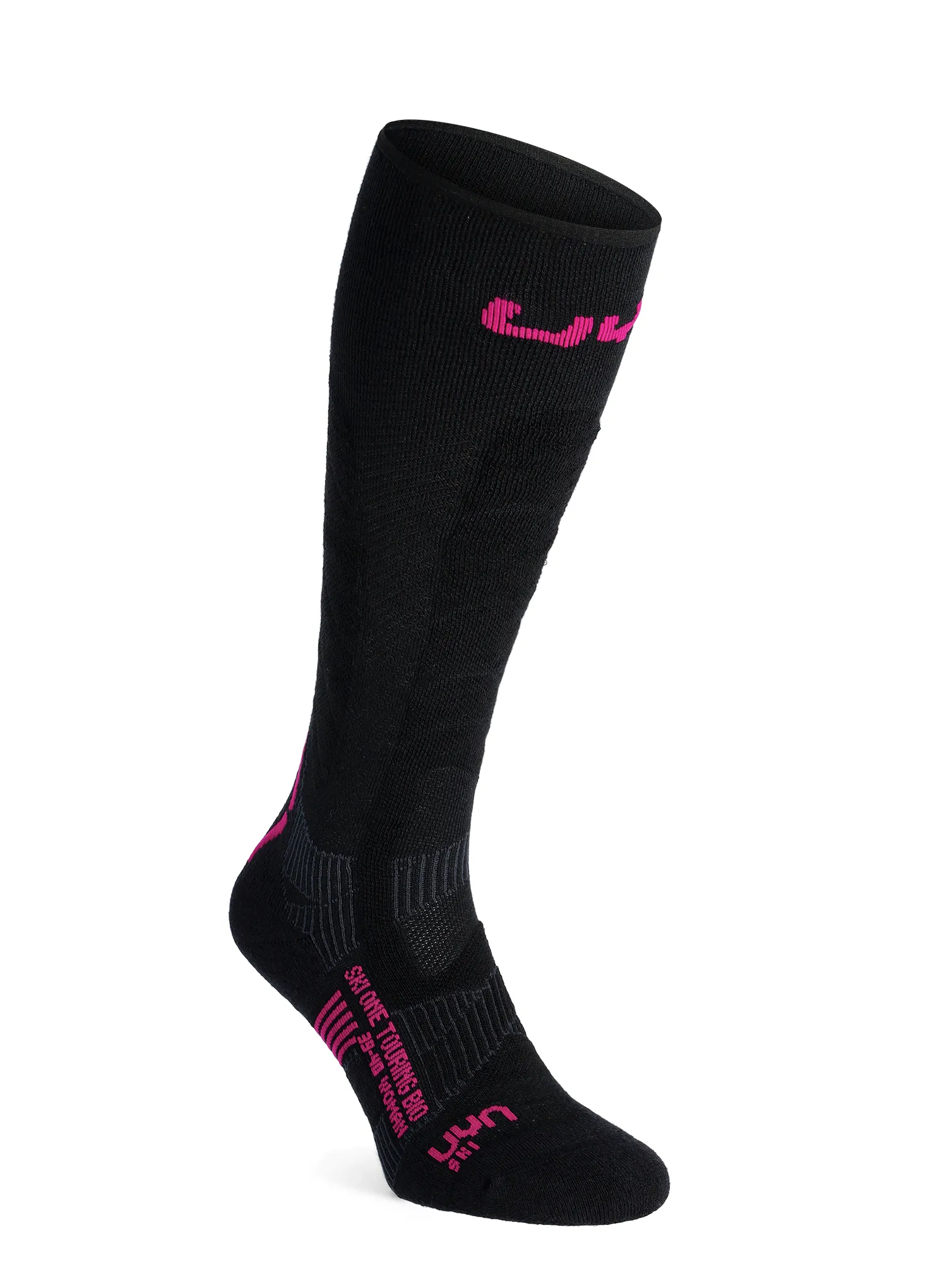 Ženske nogavice UYN Ski Touring One Bio Socks - black/pink yarrow