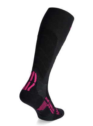 Ženske nogavice UYN Ski Touring One Bio Socks - black/pink yarrow
