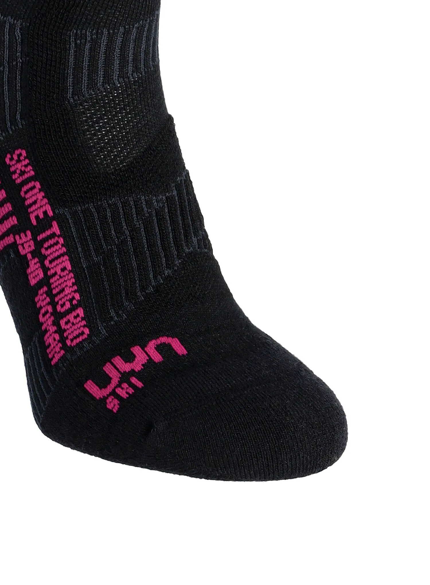 Ženske nogavice UYN Ski Touring One Bio Socks - black/pink yarrow