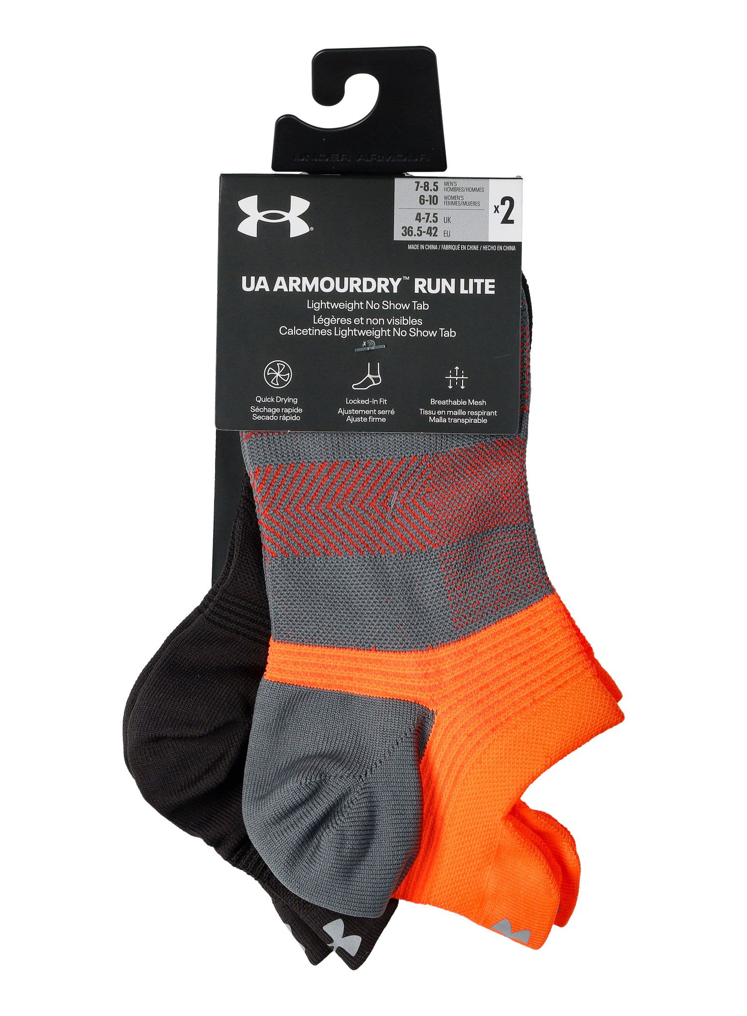 Tekaške nogavice Under Armour AD Run Lite 2pk NS Tab - pitch gray/black/reflective