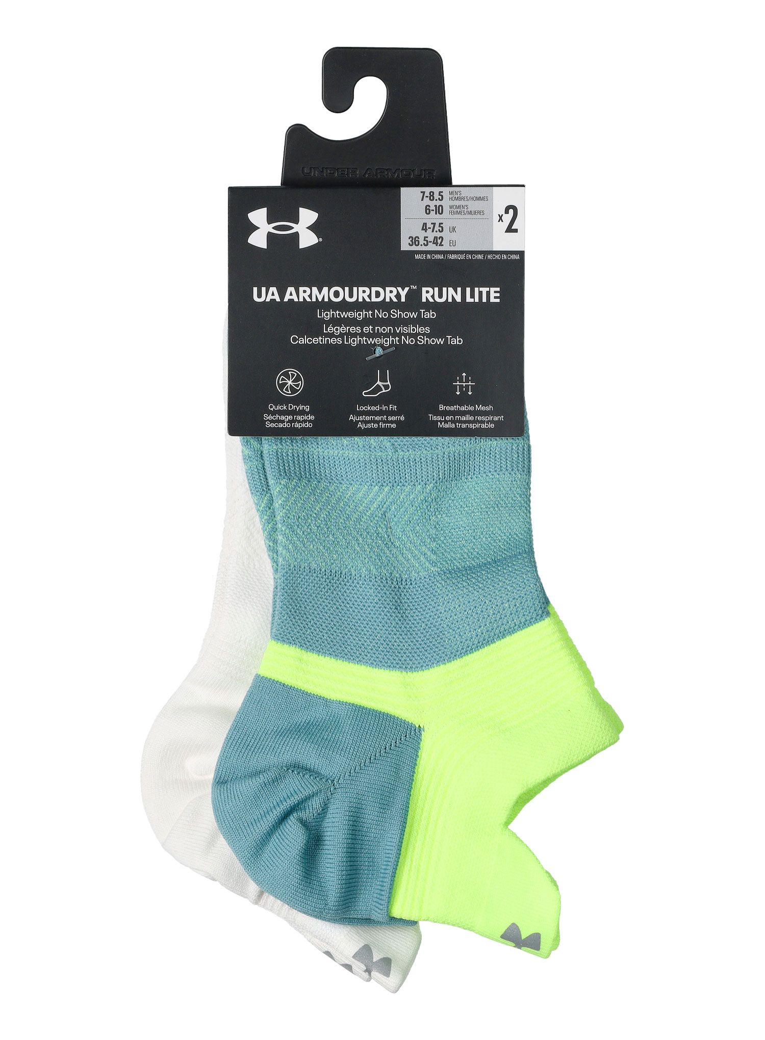 Tekaške nogavice Under Armour AD Run Lite 2pk NS Tab - still water/white/reflective