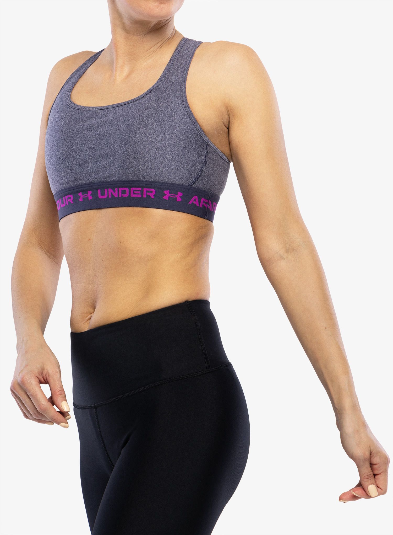 Športni nedrček Under Armour Crossback Mid Heather Bra - tempered steel lt/strobe