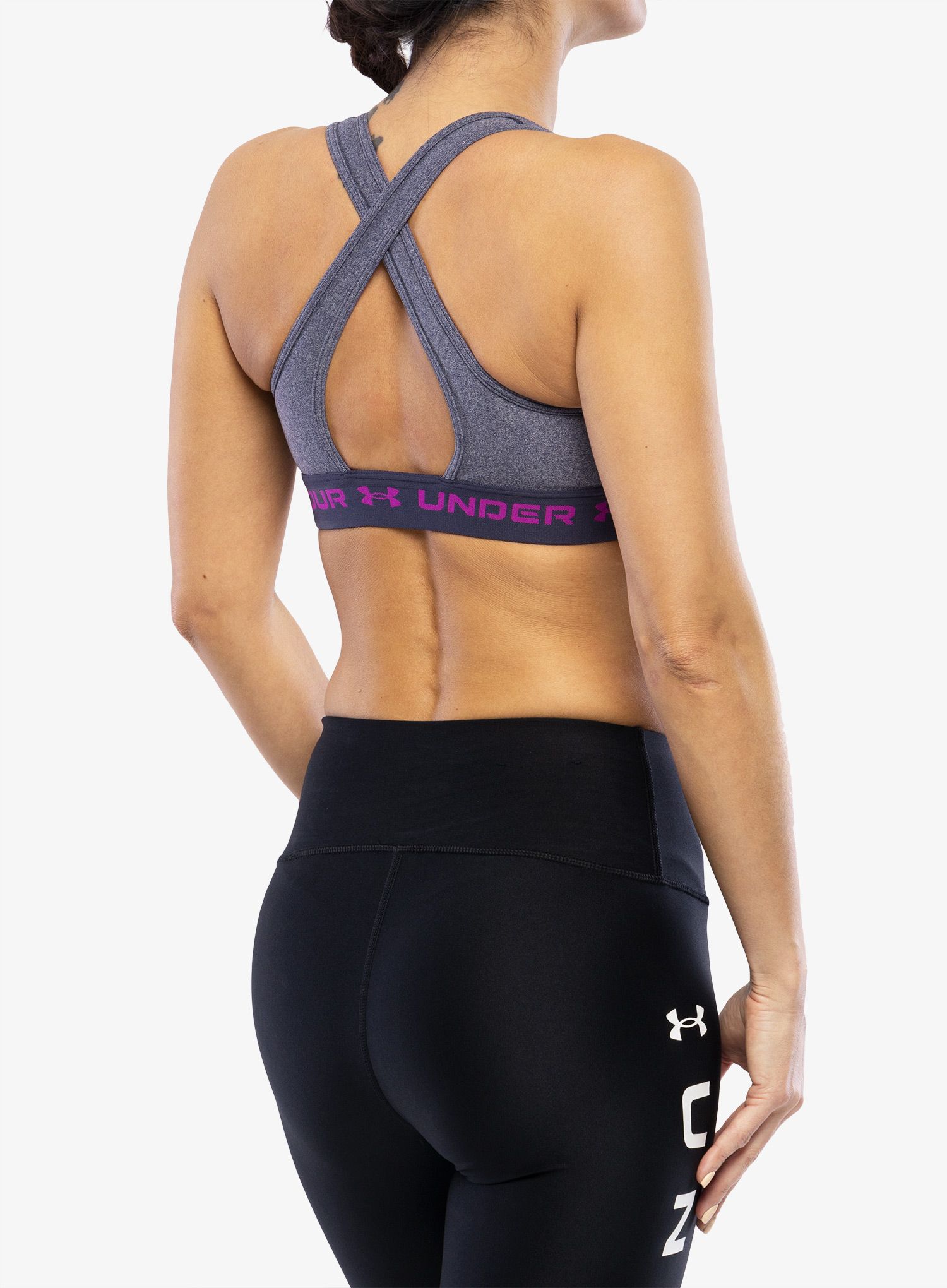 Športni nedrček Under Armour Crossback Mid Heather Bra - tempered steel lt/strobe