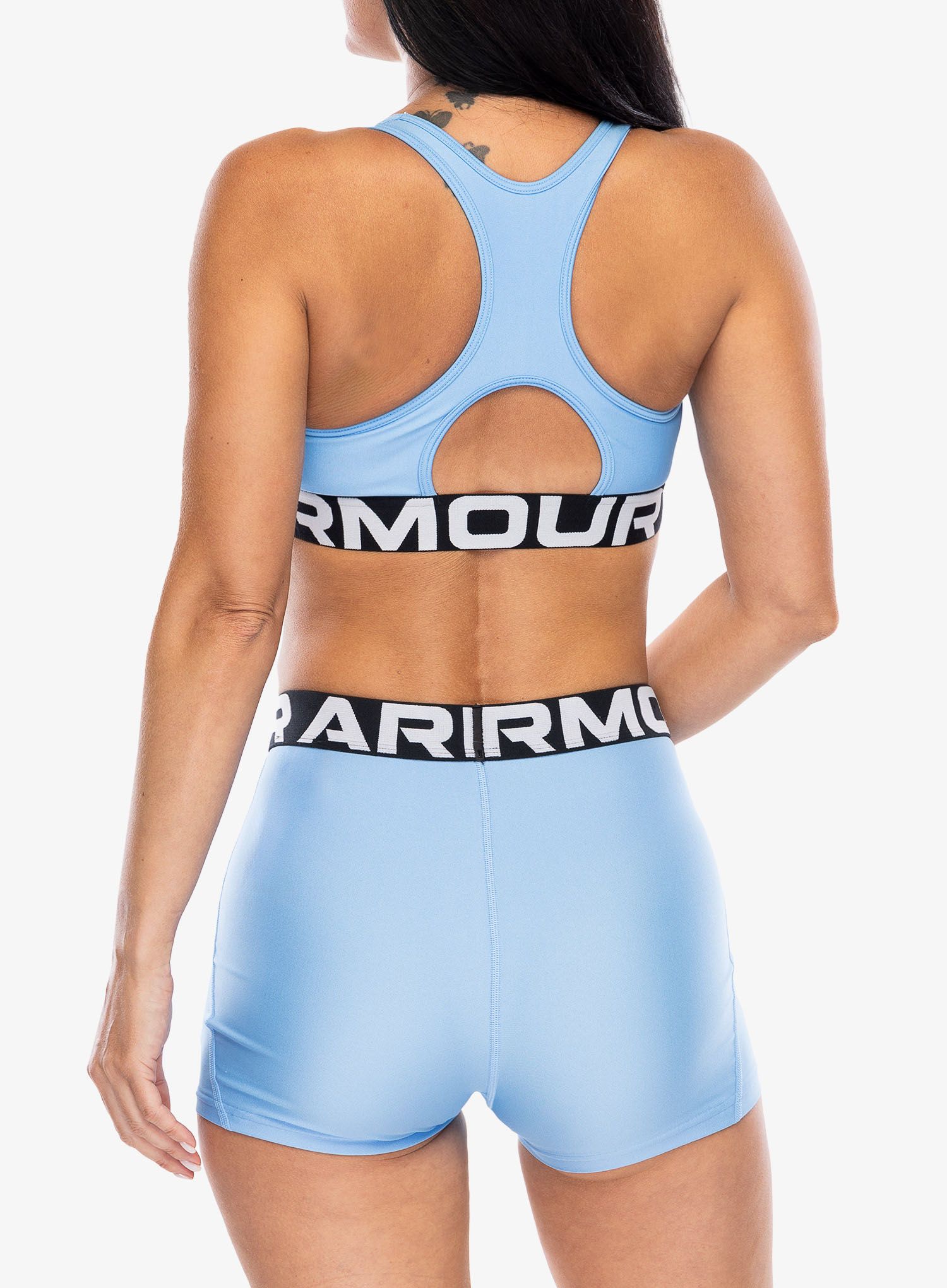 Športni nedrček Under Armour HeatGear Authentics Mid Branded Bra - horizon blue/white