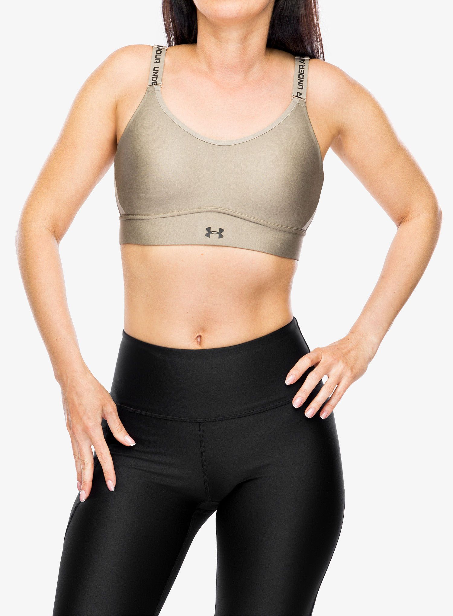 Športni nedrček Under Armour Infinity 2.0 Mid Sports Bra - taupe dusk/black