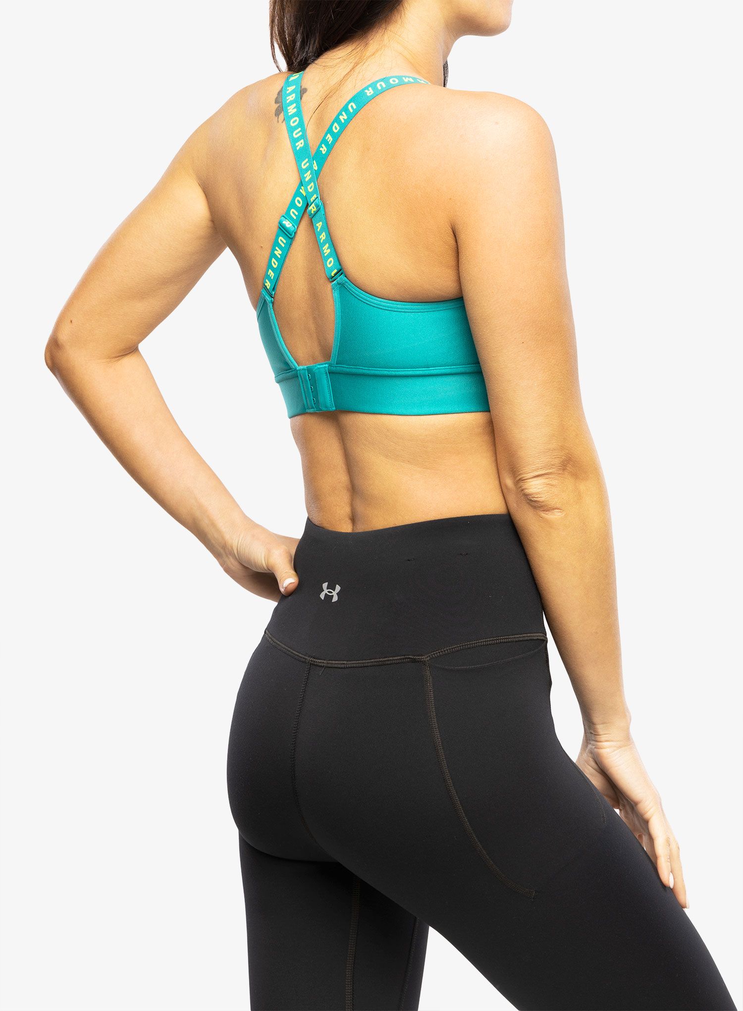 Športni nedrček Under Armour Infinity Mid Covered Sports Bra - coastal teal/c.teal/lime surge