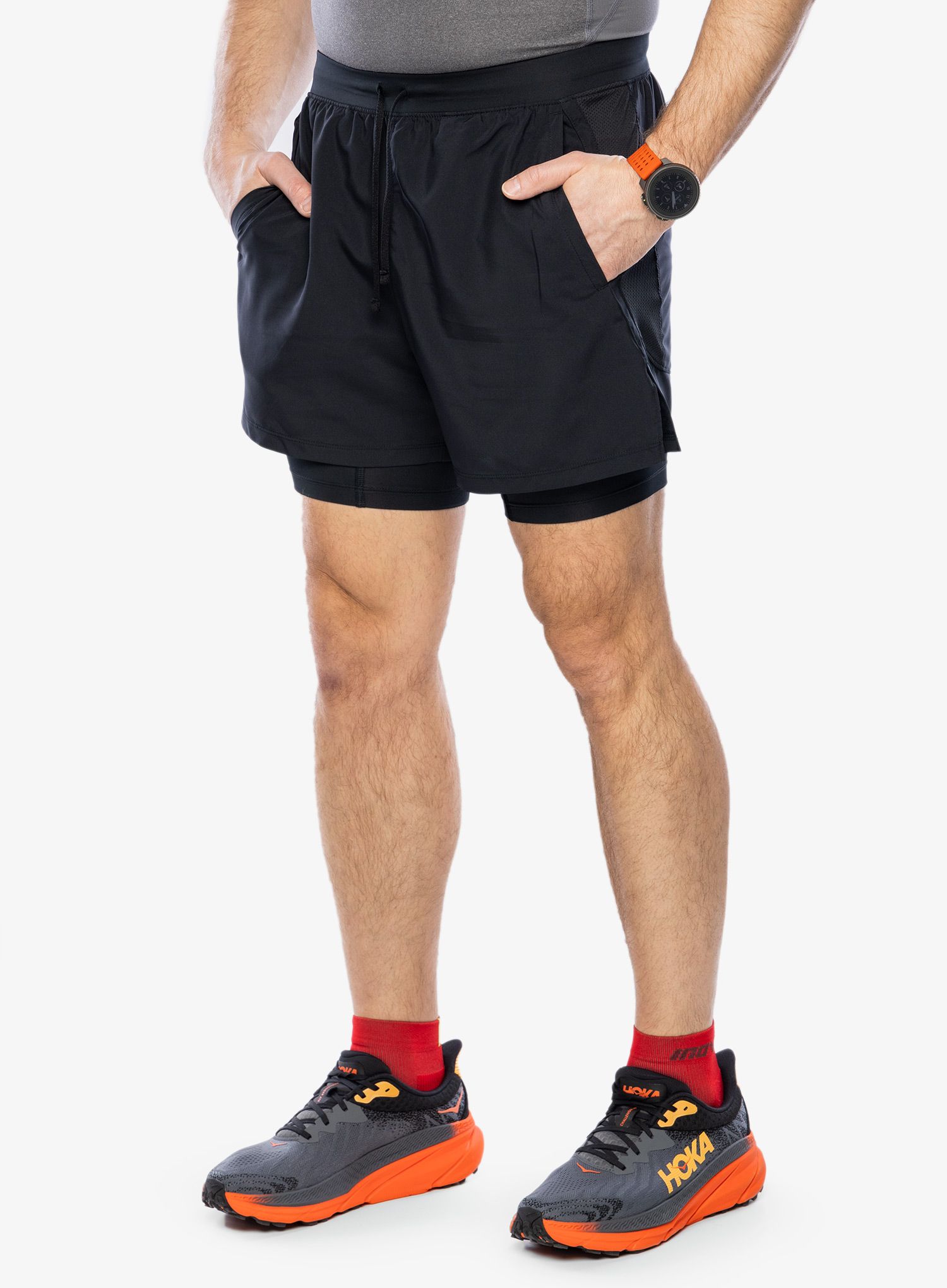 Tekaške kratke hlače Under Armour Launch 5 inch 2-in-1 Short - black/black/reflective
