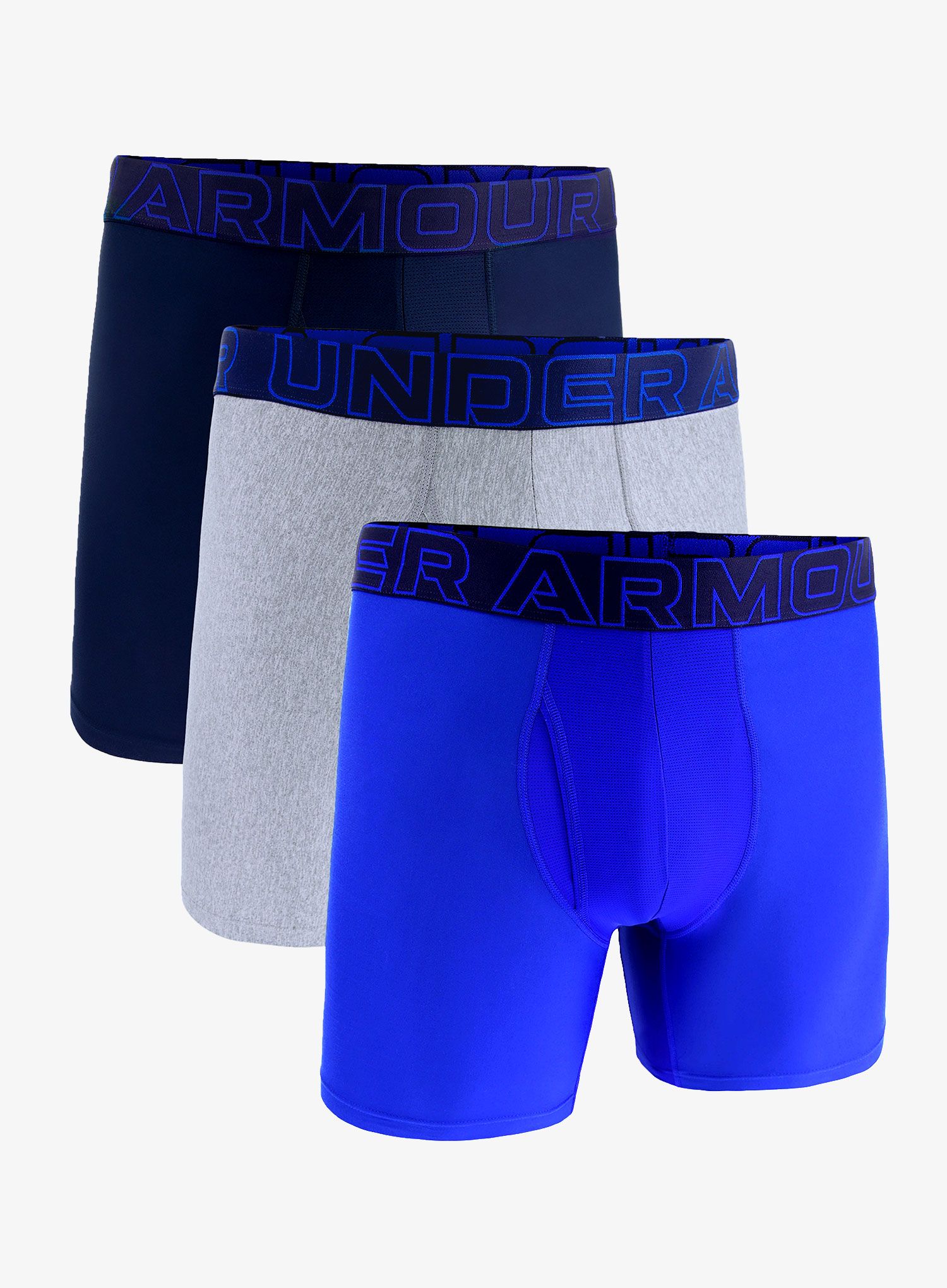 Boksarice Under Armour Performance Tech 6 in 3-Pack Boxerjock - royal/steel full heather