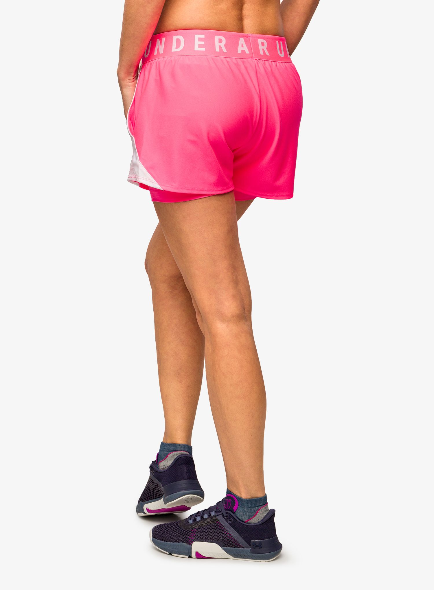 Ženske kratke hlače Under Armour Play Up 2-in-1 Shorts - cerise/white/white