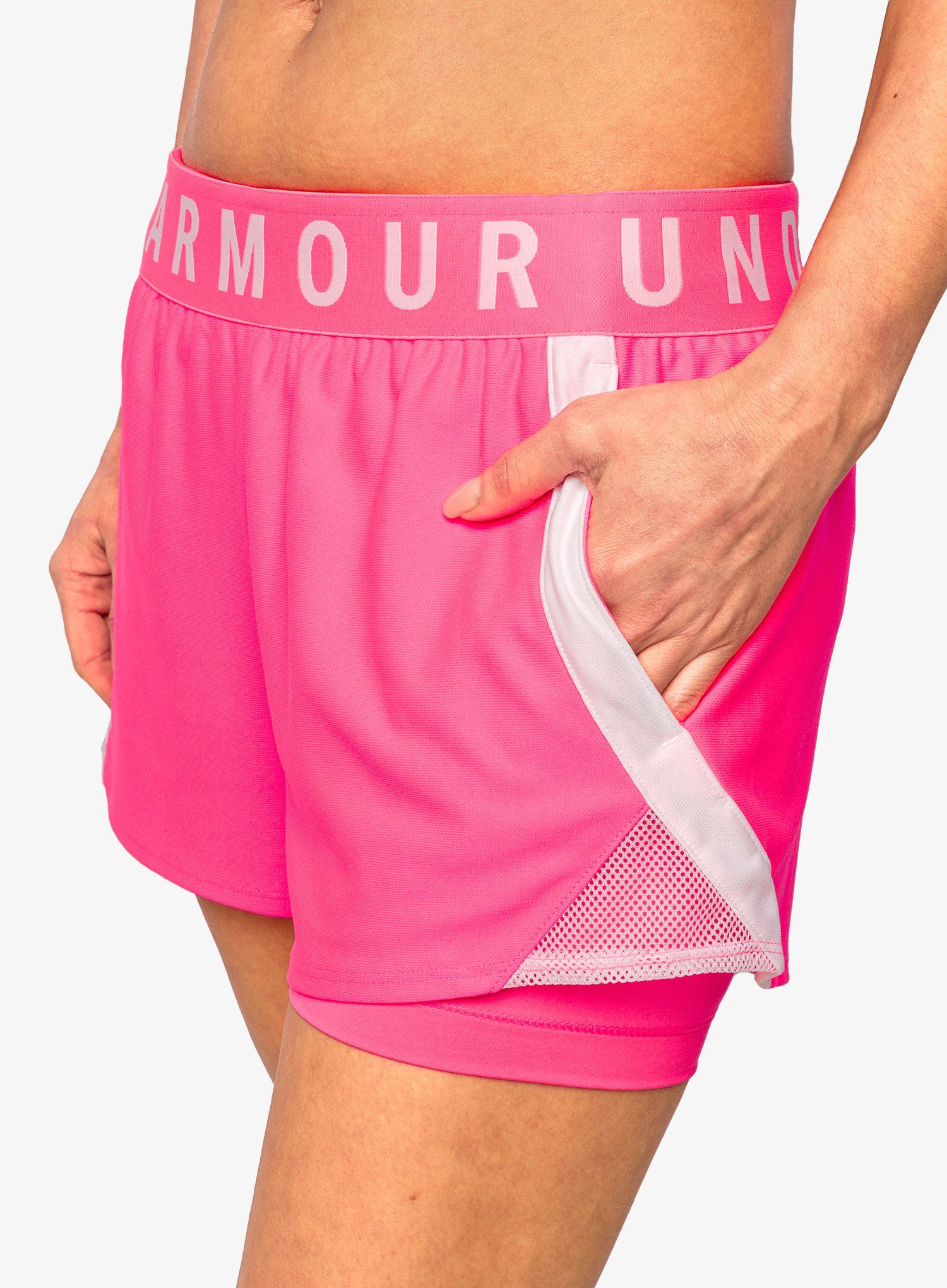 Ženske kratke hlače Under Armour Play Up 2-in-1 Shorts - cerise/white/white
