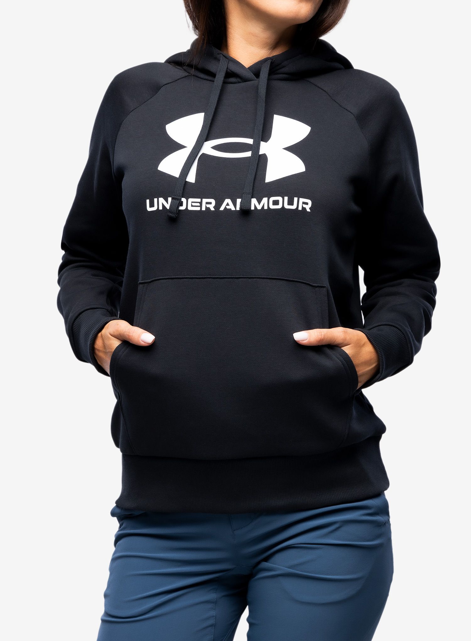Ženska jopica Under Armour Rival Fleece Big Logo Hoody - black/white