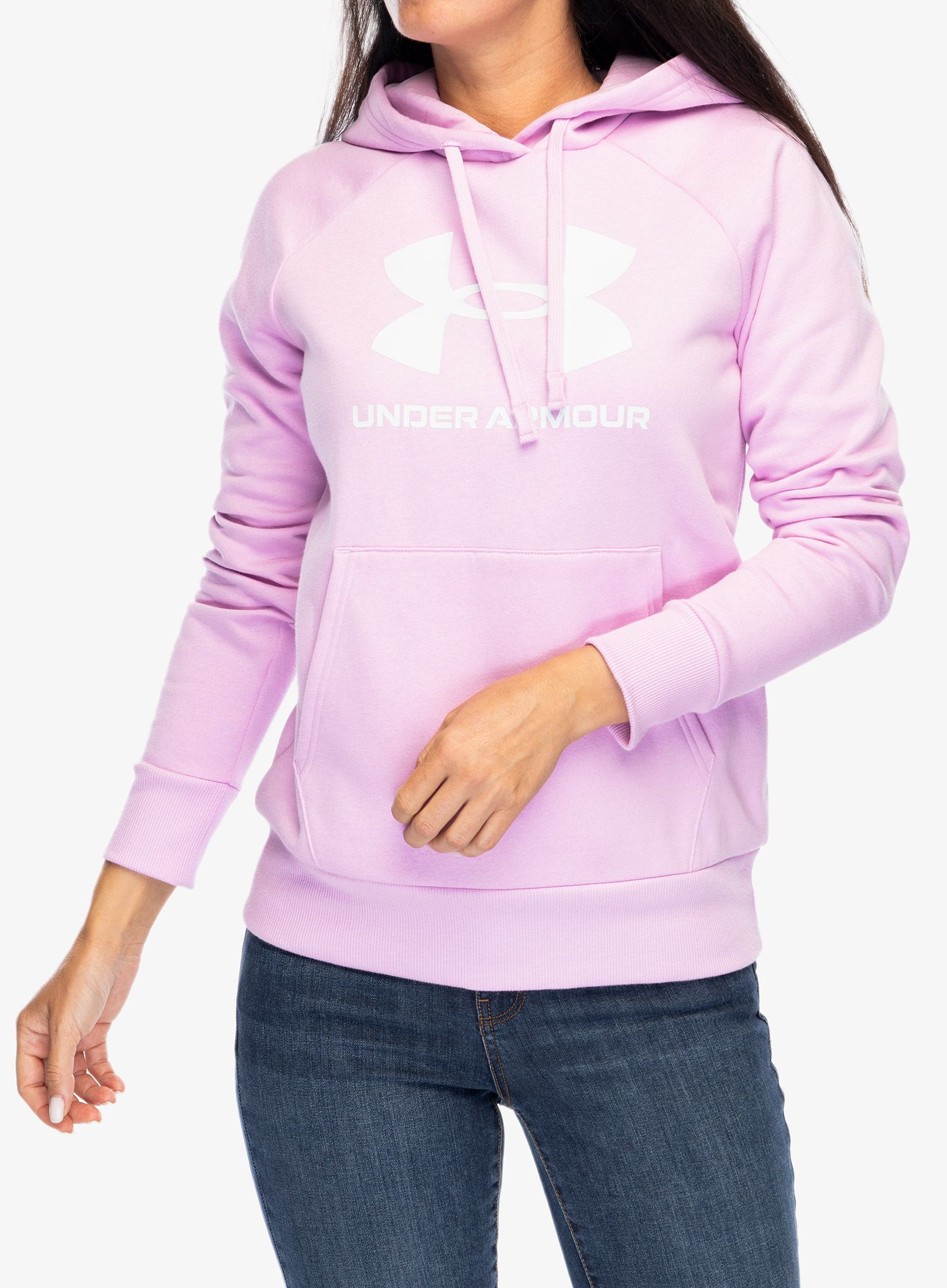 Ženska jopica Under Armour Rival Fleece Big Logo Hoody - stellar pink/white