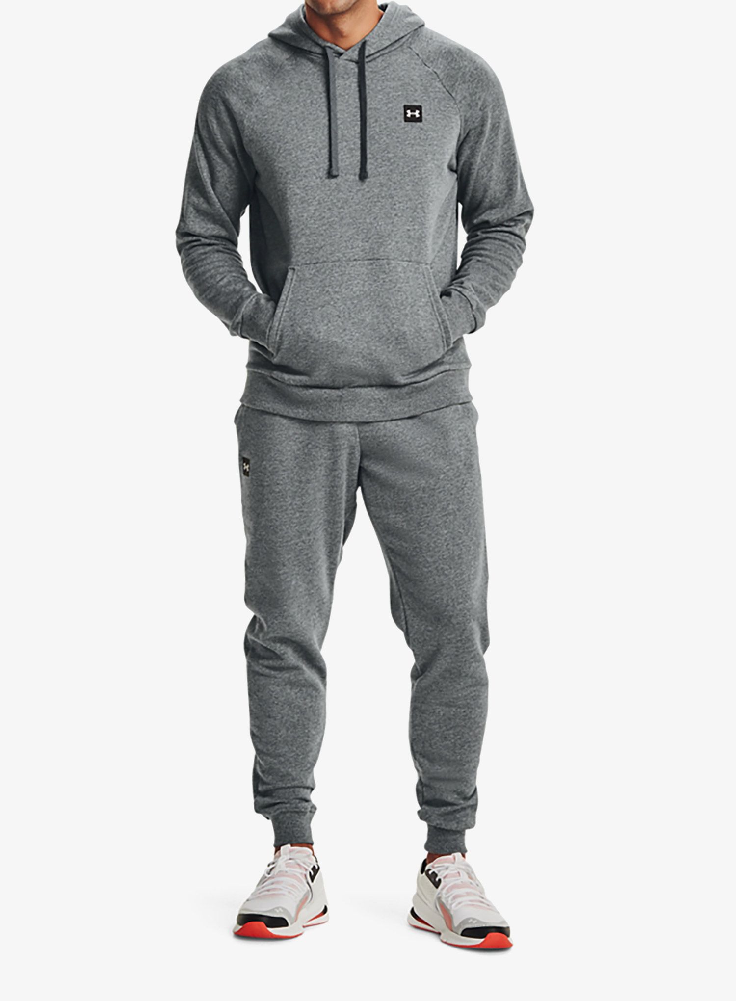 Moške hlače Under Armour Rival Fleece Joggers - pitch gray heather/onyx white