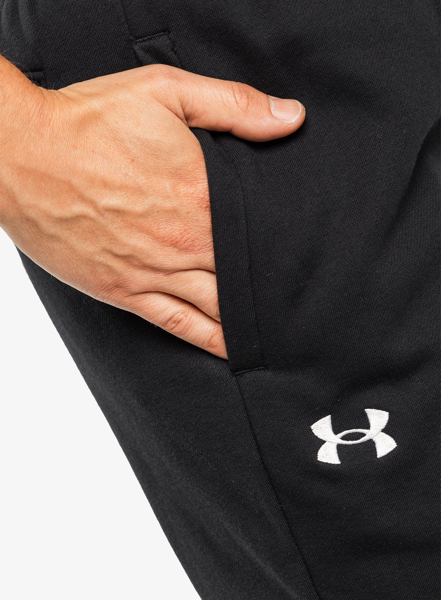 Moške hlače Under Armour Rival Fleece Joggers - black/white