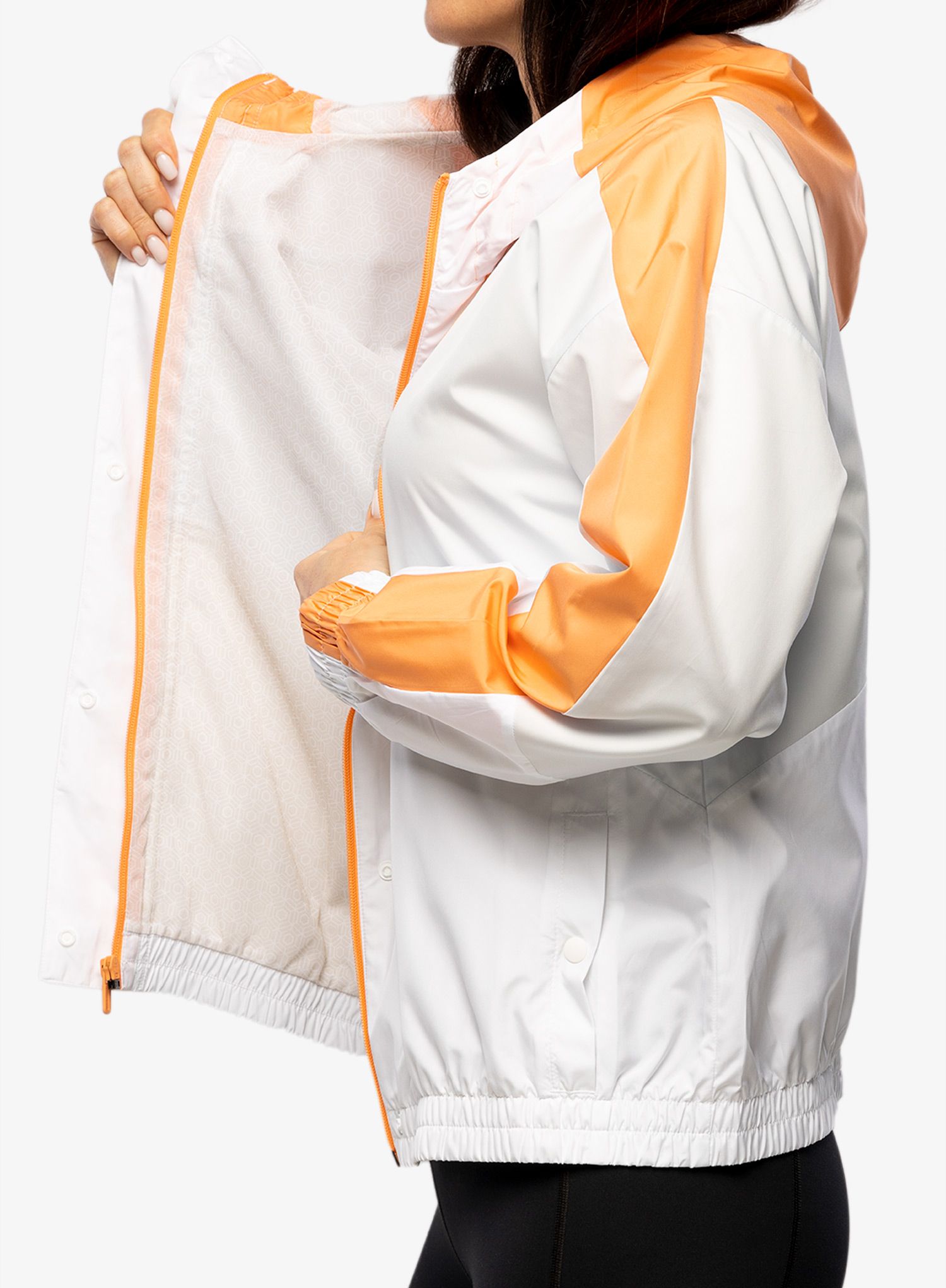 Ženska jakna Under Armour UA Rush Woven FZ Jacket - white/mellow orange