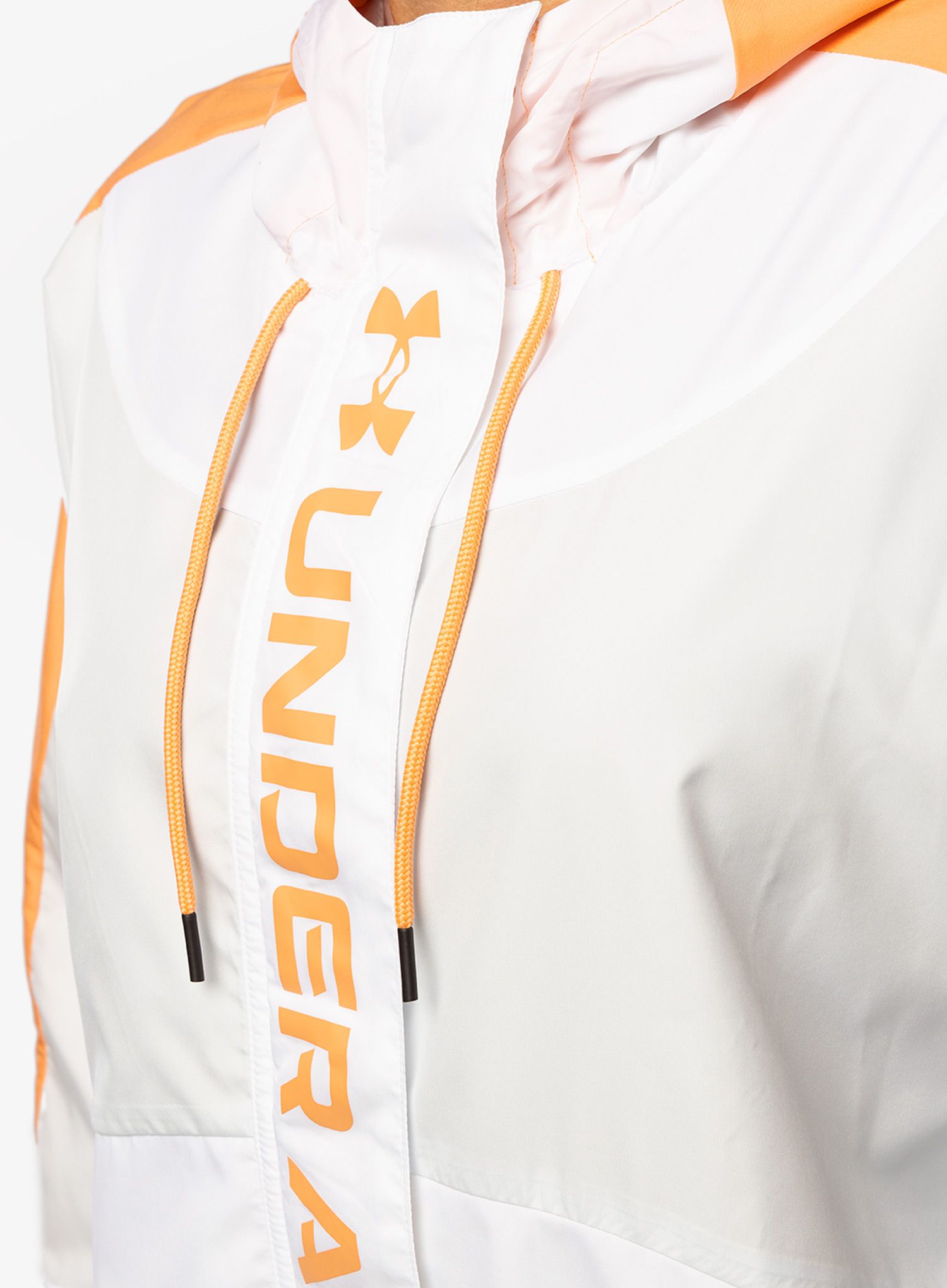 Ženska jakna Under Armour UA Rush Woven FZ Jacket - white/mellow orange