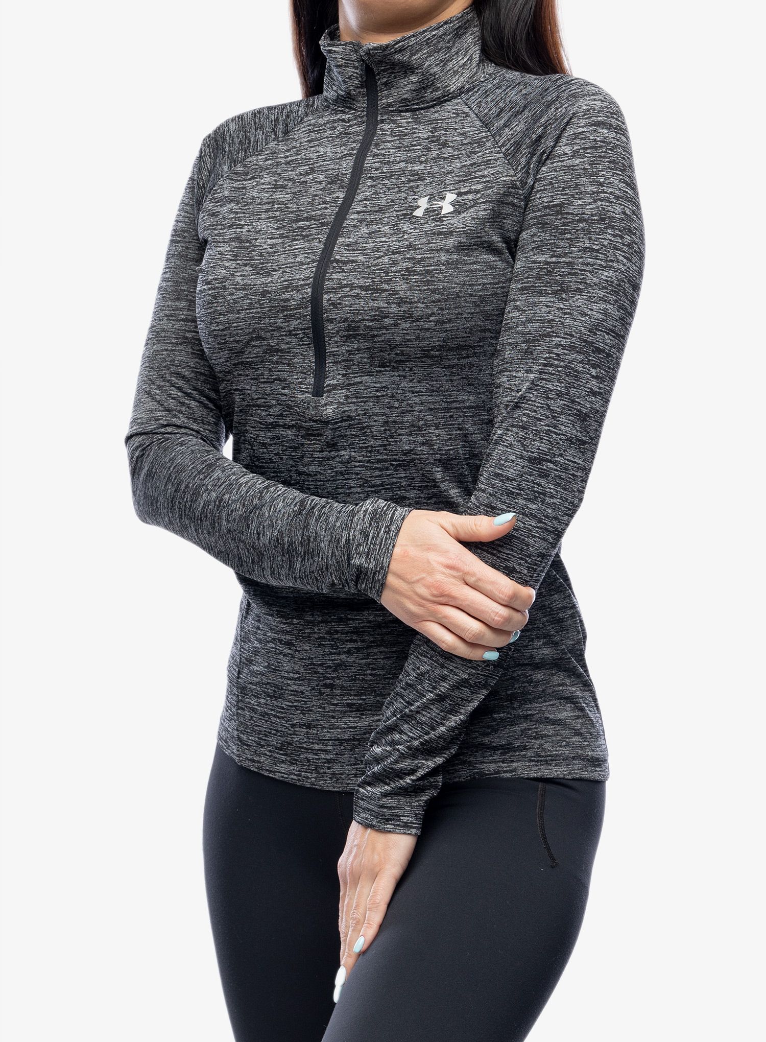 Ženska jopica Under Armour Tech 1/2 Zip Twist - black/metallic silver